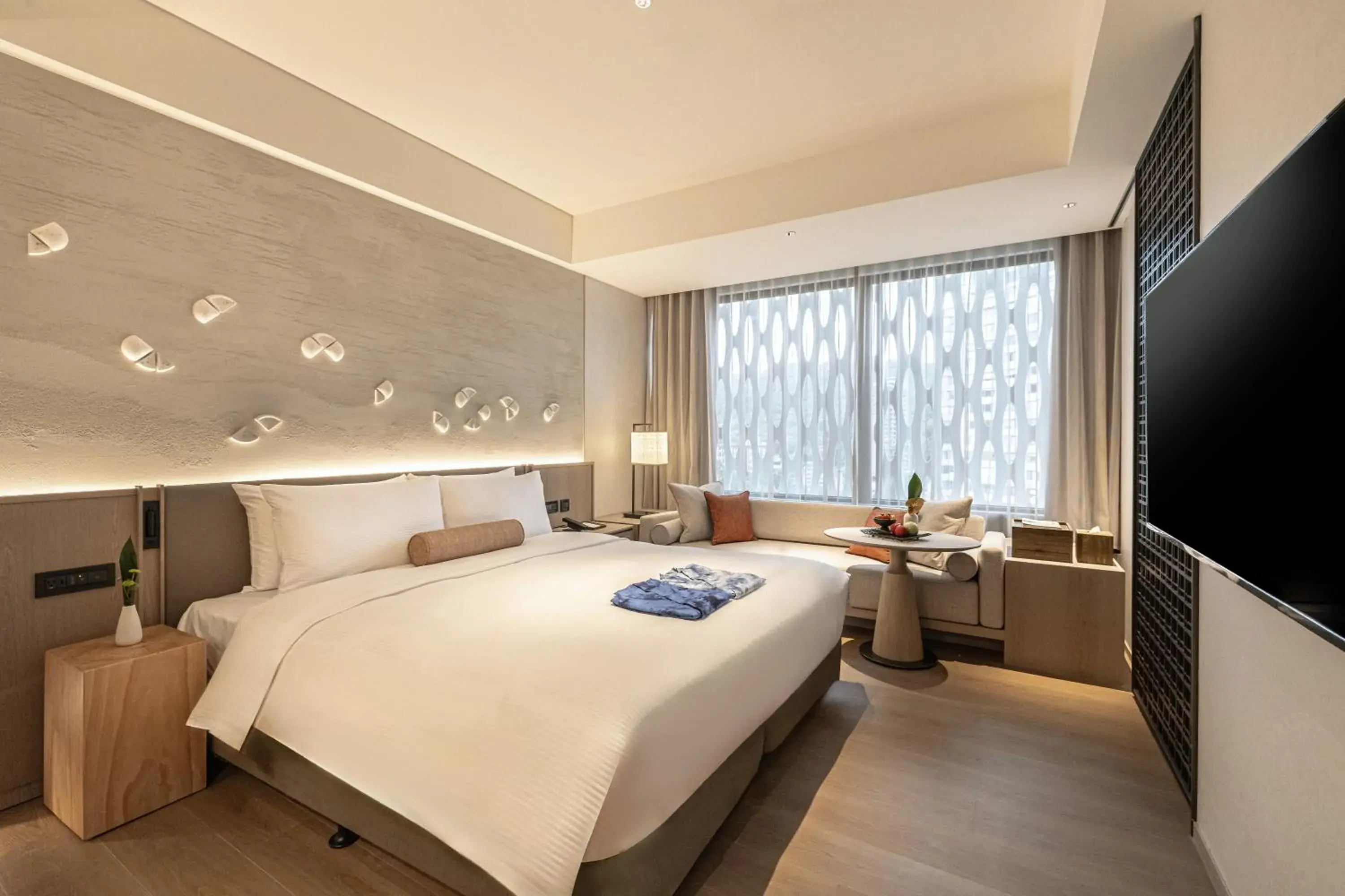 Bed in 北投晶泉丰旅 Wellspring by Silks Beitou Bed in 北投晶泉丰旅 Wellspring by Silks Beitou