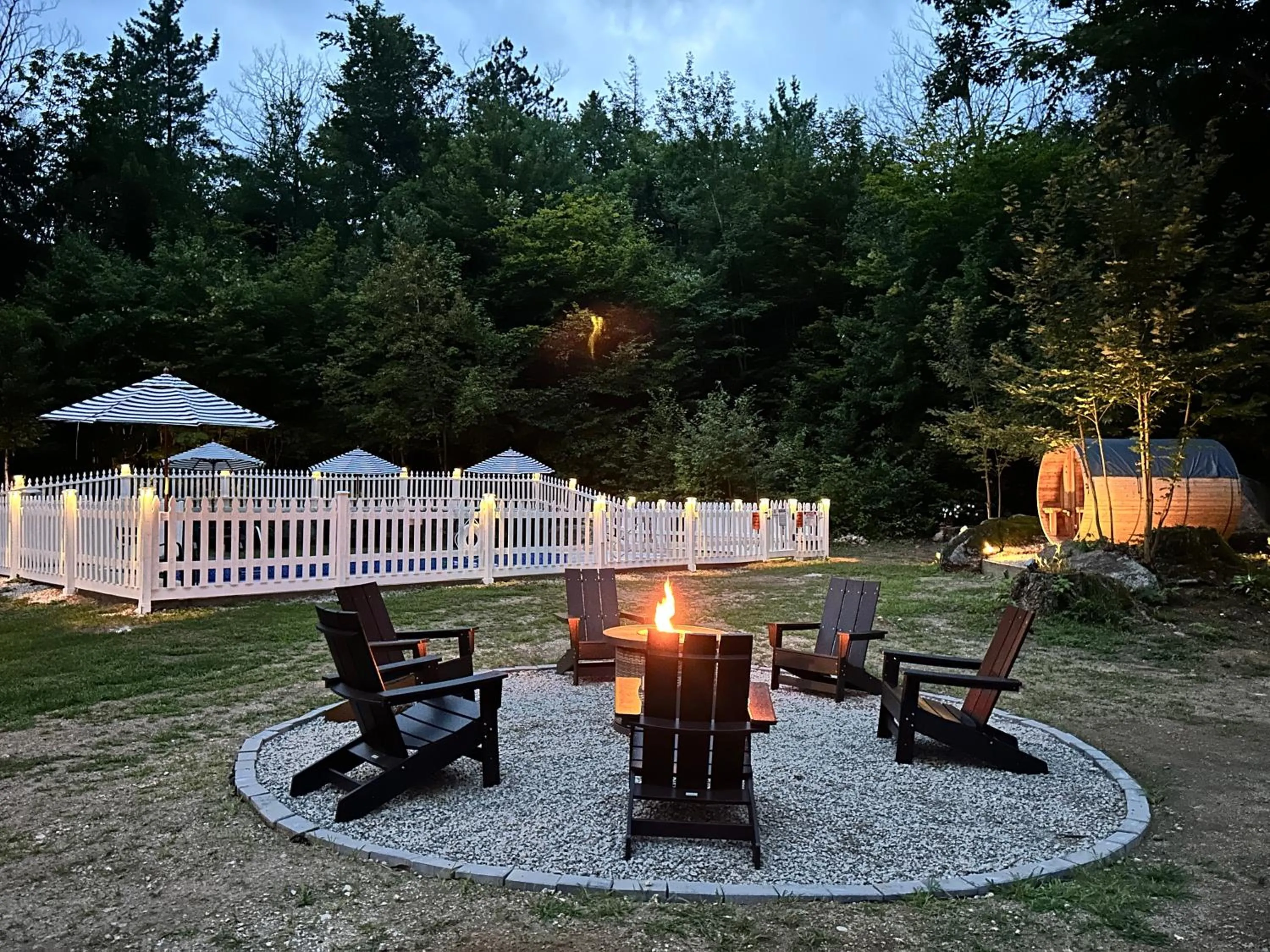 fireplace in The Aurora Inn & Cottages