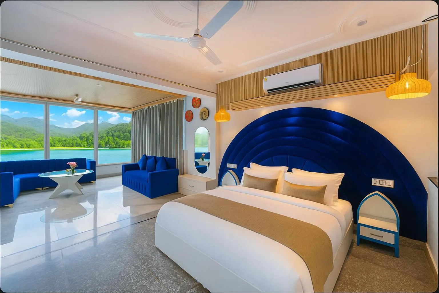 View (from property/room), Bed in The Neeraj Ganga Cottages