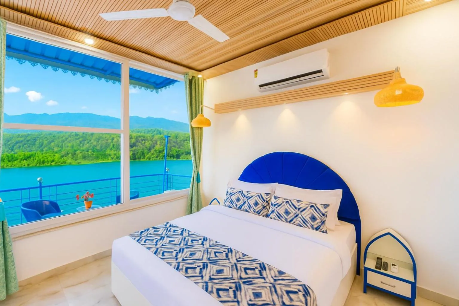 View (from property/room), Bed in The Neeraj Ganga Cottages