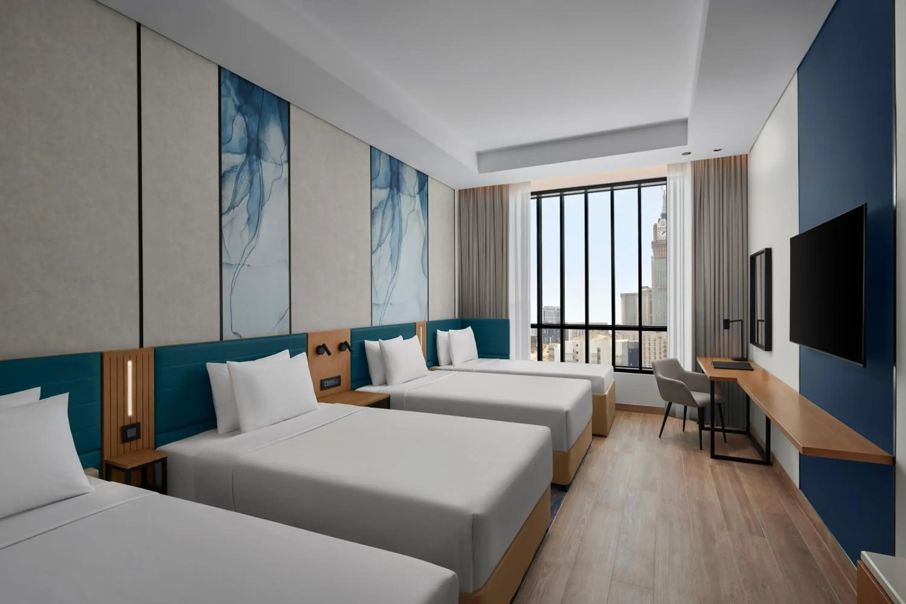 Premium Quadruple Room with Four Twin Beds and City View in Courtyard by Marriott Makkah Premium Quadruple Room with Four Twin Beds and City View in Courtyard by Marriott Makkah