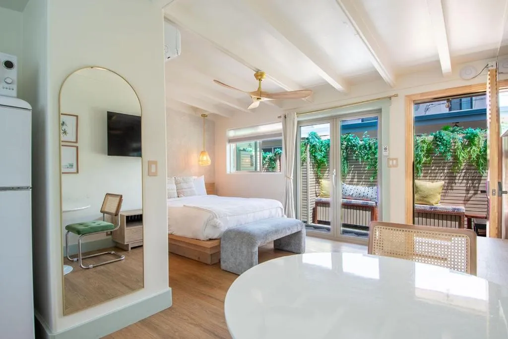 Bed in The Boardwalk Hotel