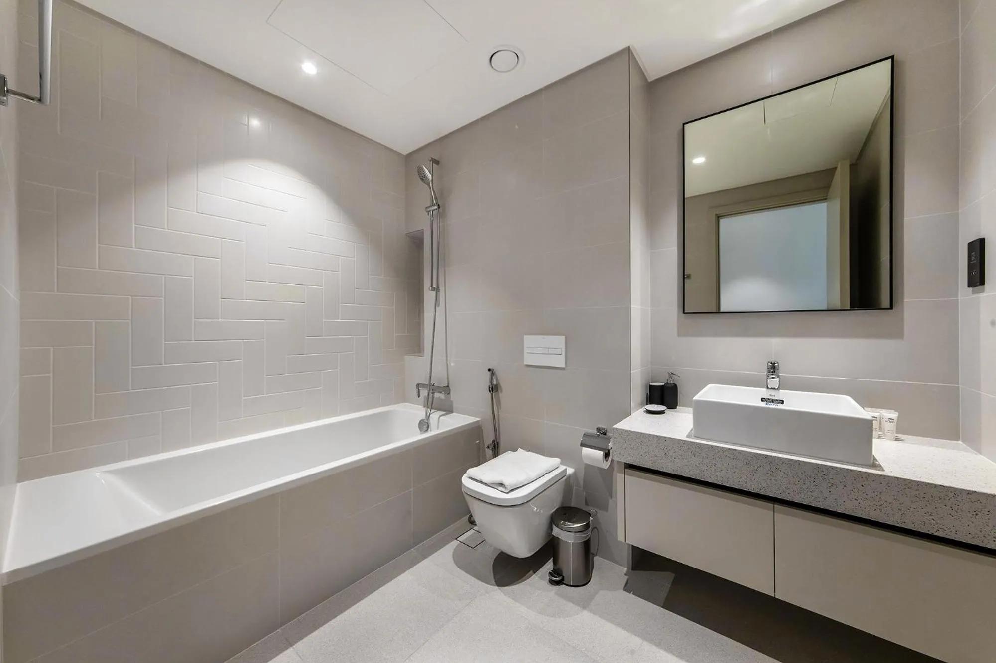 Toilet in Chic Apartments in Marina Vista Emaar Beachfront