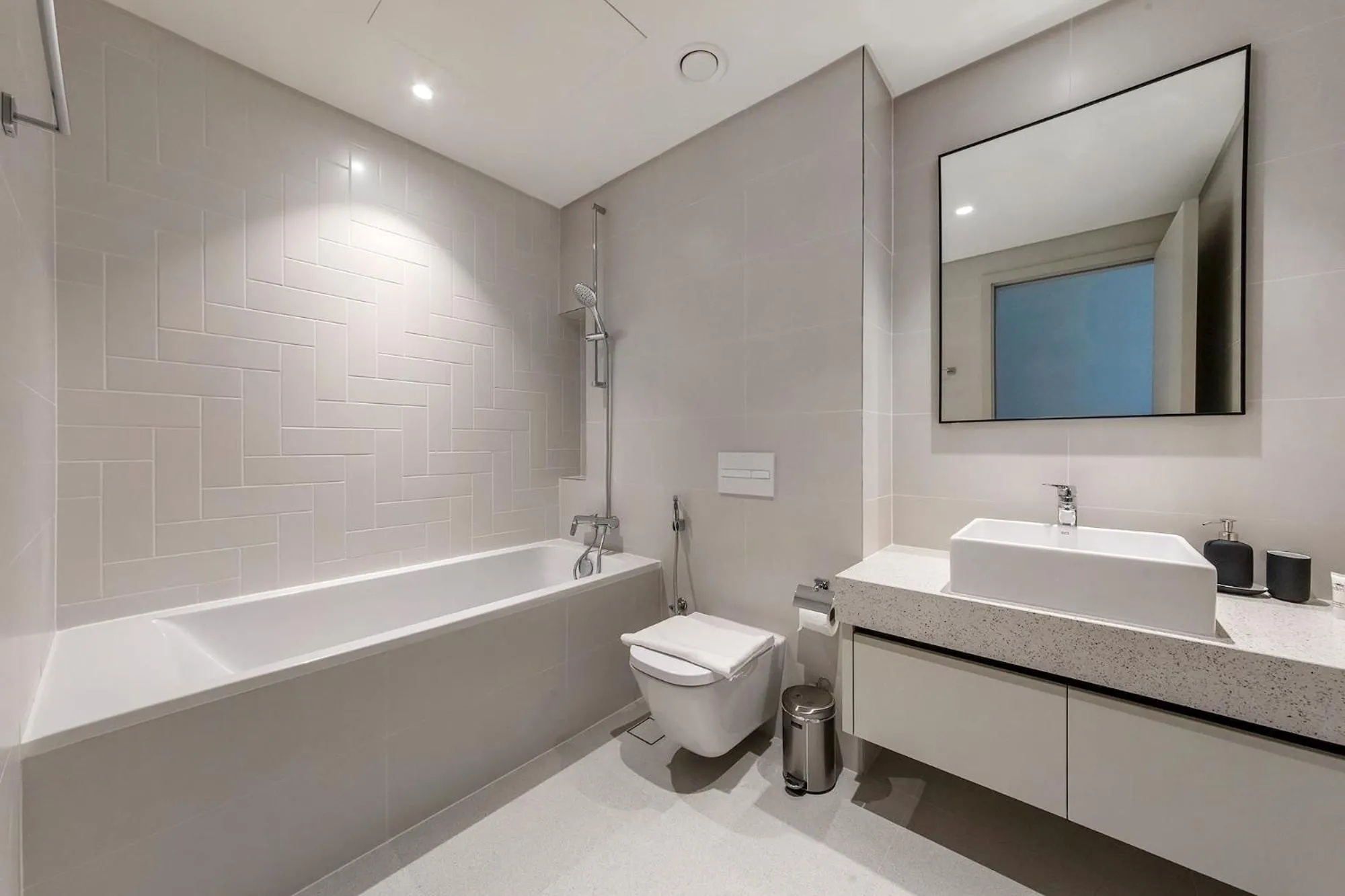 Toilet in Chic Apartments in Marina Vista Emaar Beachfront