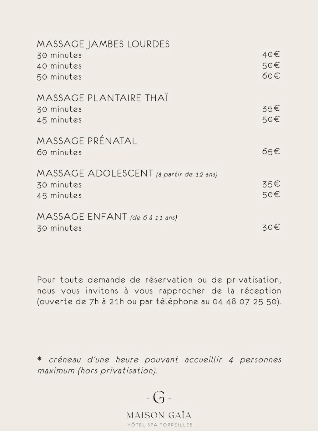 Massage in La Maison Gaïa Hôtel & Spa