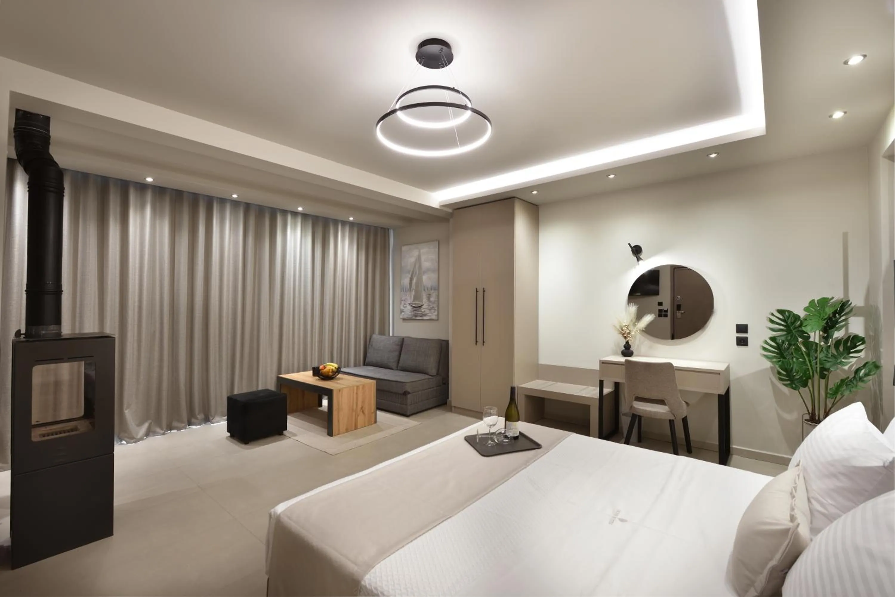 Living room, Bed in Olive All-Seasons Suites, Panel Hospitality Homes & Villas