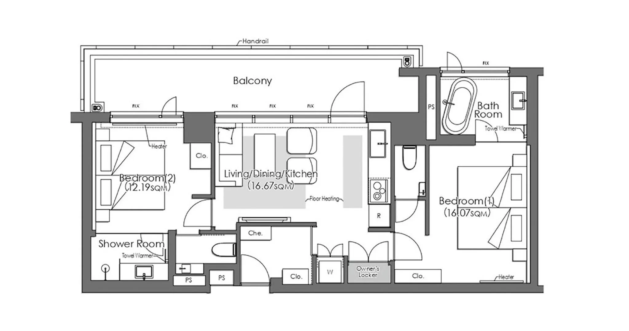 Floor plan in HOTEL LA VIGNE HAKUBA by Onko Chishin