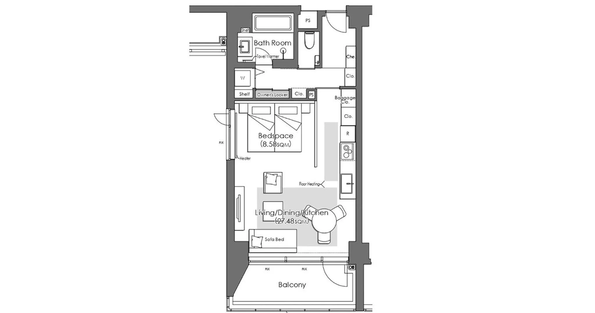 Floor plan in HOTEL LA VIGNE HAKUBA by Onko Chishin