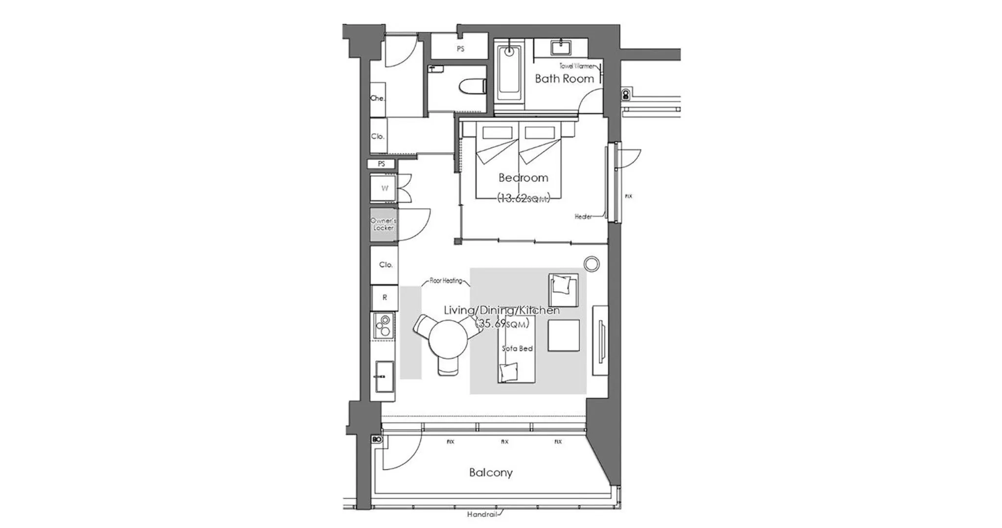 Floor plan in HOTEL LA VIGNE HAKUBA by Onko Chishin