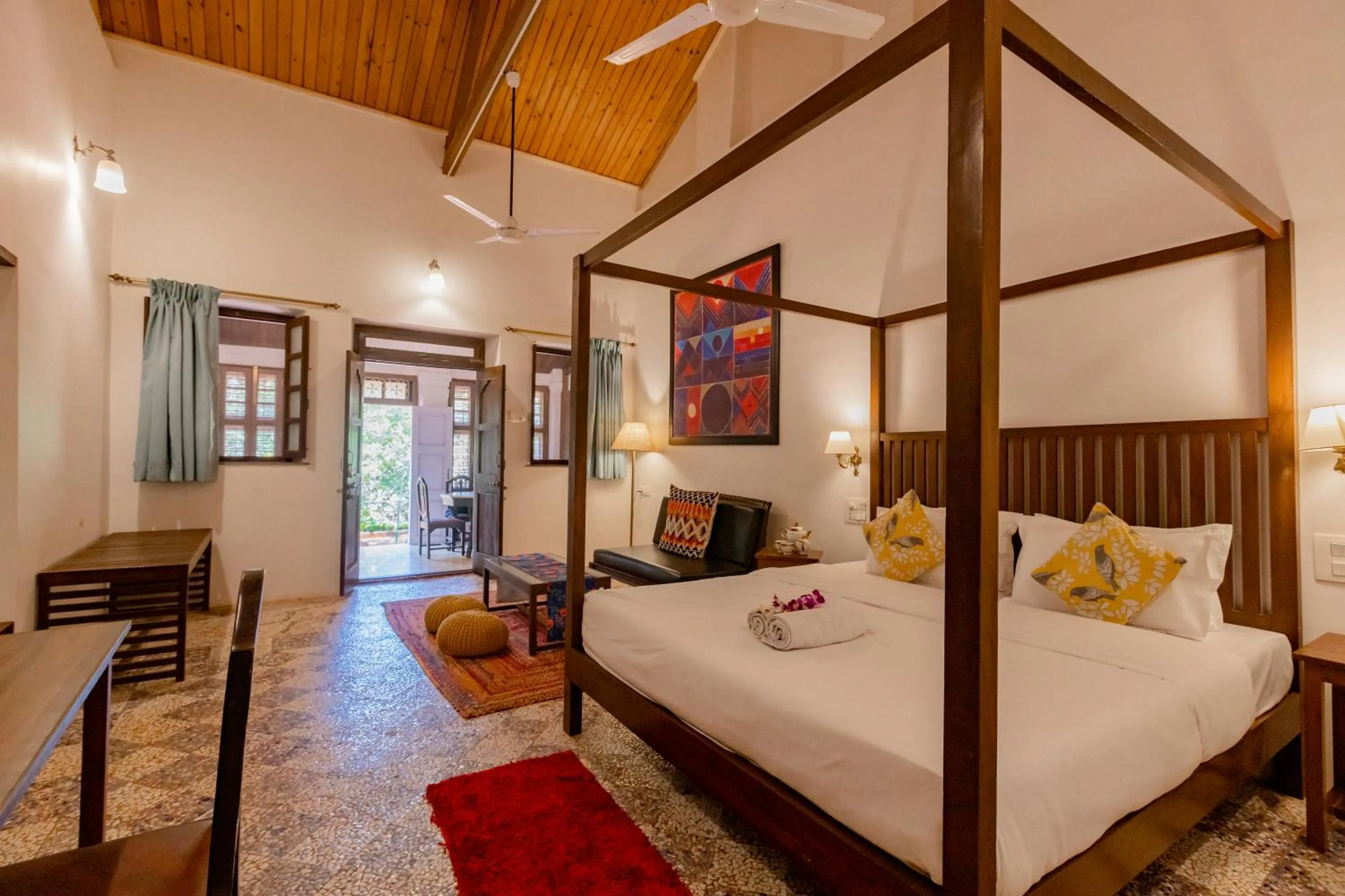 View (from property/room), Bed in Radha Cottage Resort