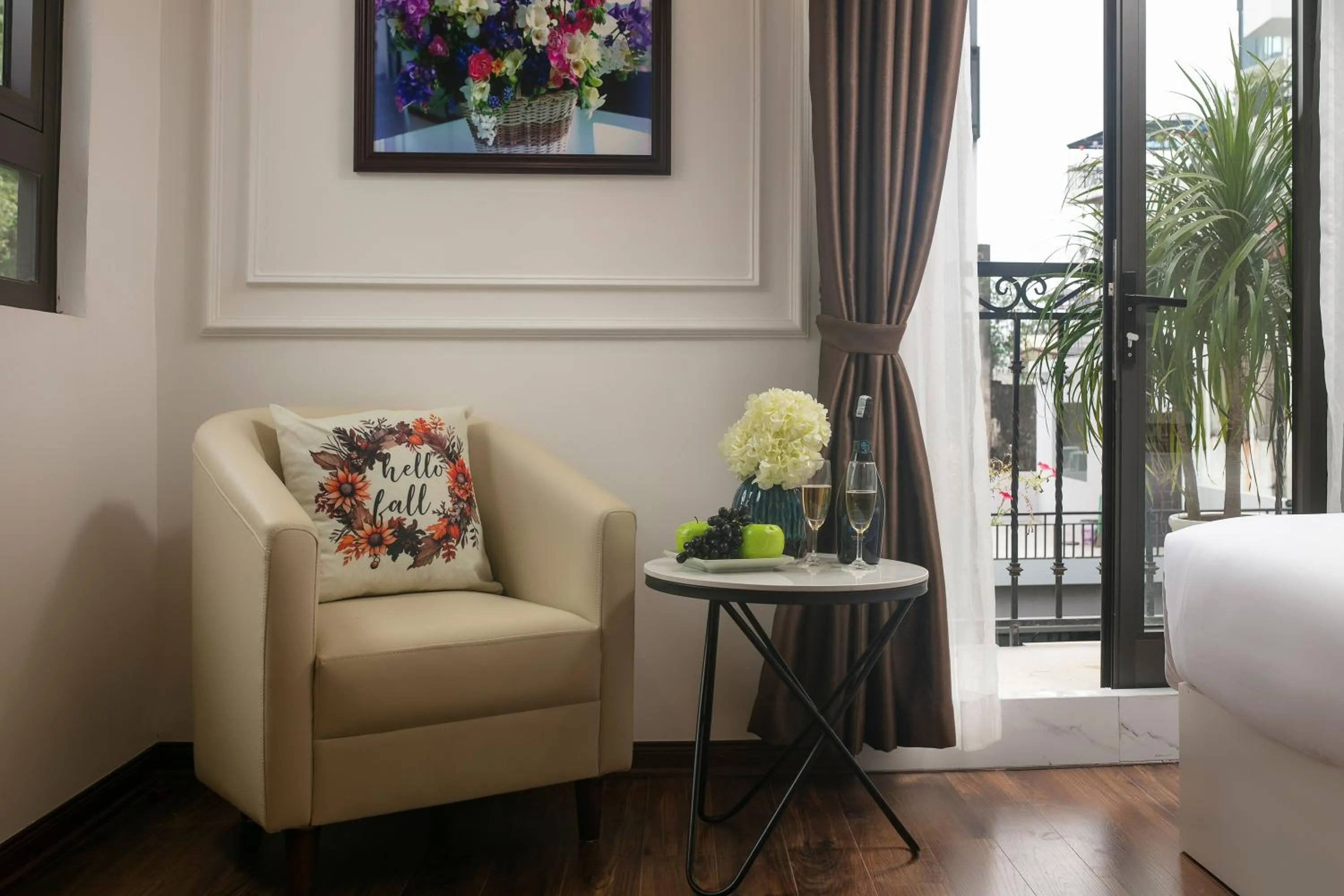 Seating area in TrangTrang Luxury Hotel