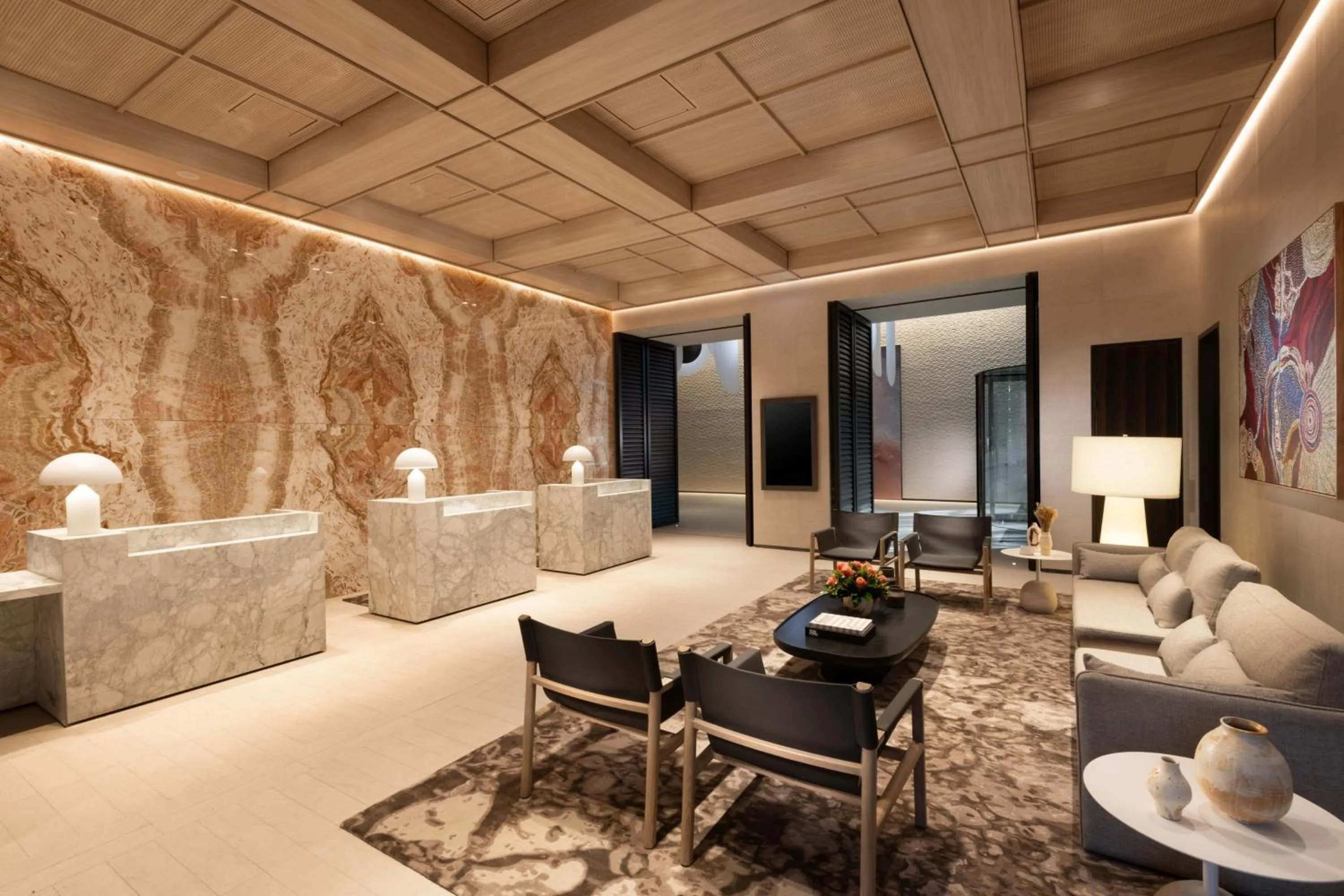 Lobby or reception in Adelaide Marriott Hotel