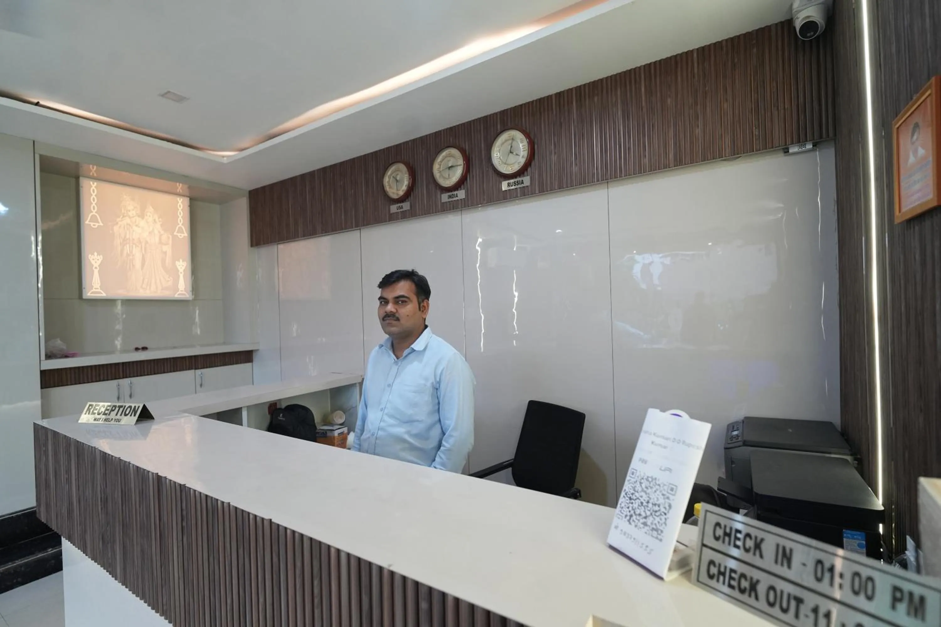 Lobby or reception in Hotel Hari Kripa Dham Near Prem Mandir By HRG