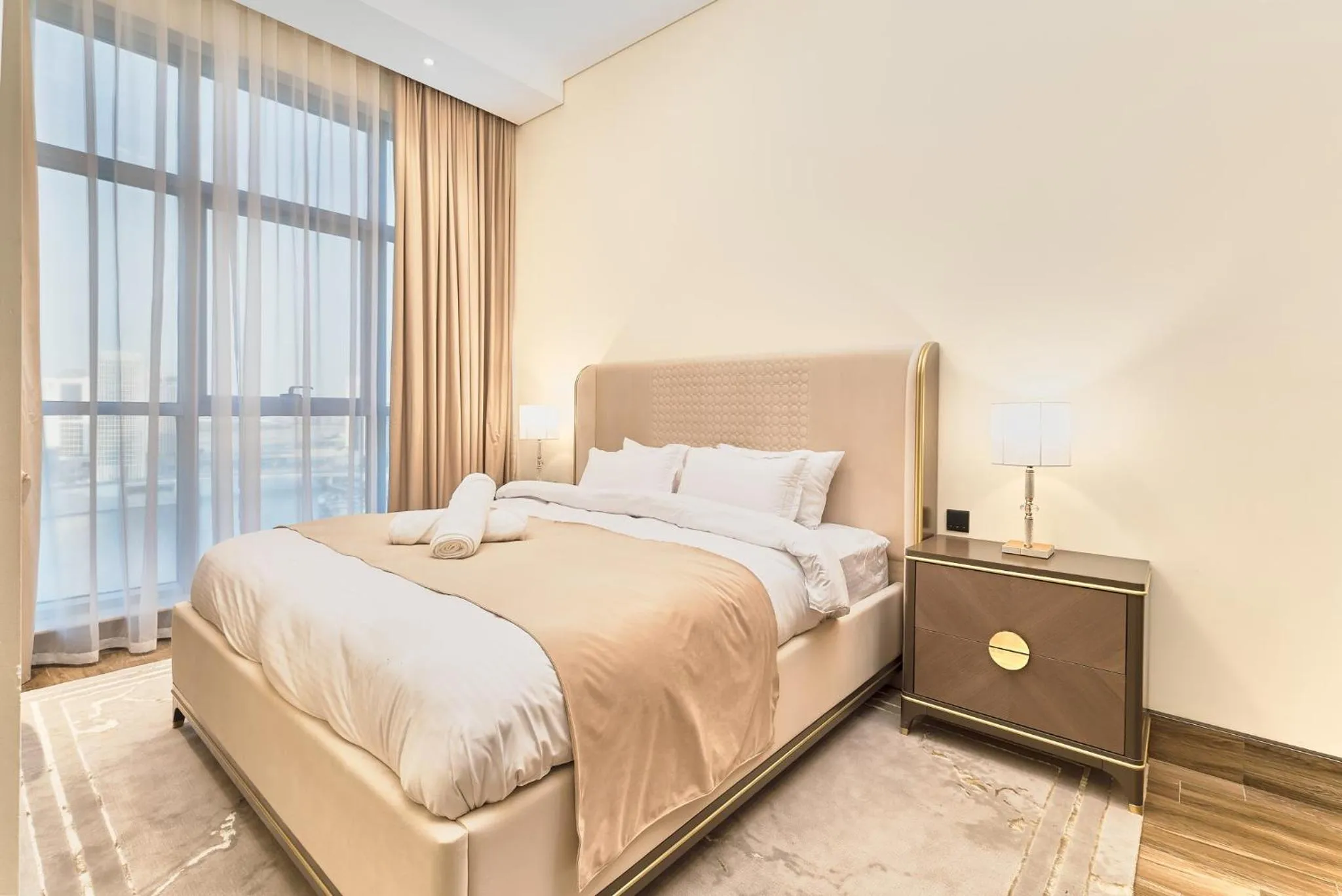 Bed in GLOBALSTAY J One Tower Apartments at Pearl of UAE