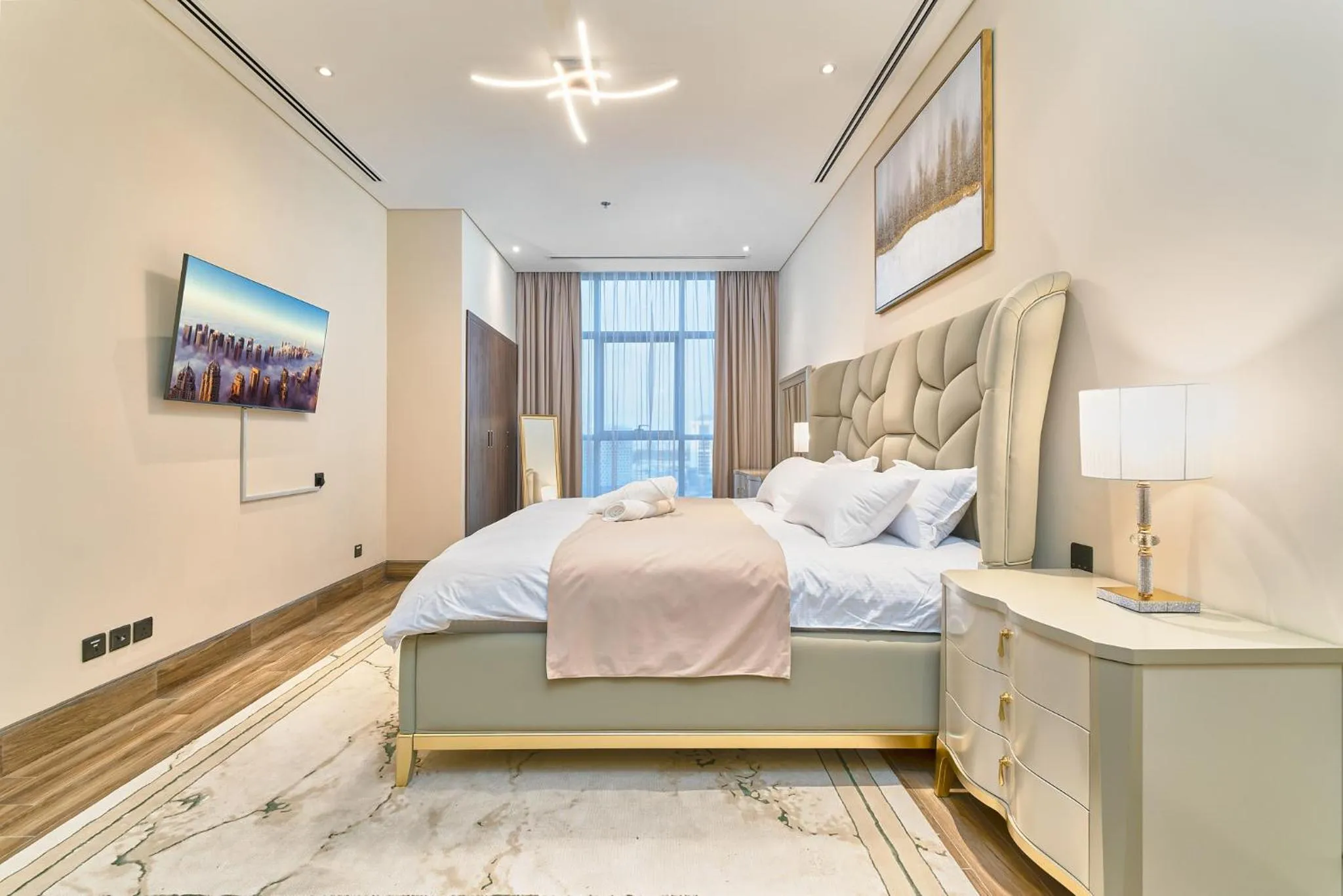 TV and multimedia, Bed in GLOBALSTAY J One Tower Apartments at Pearl of UAE