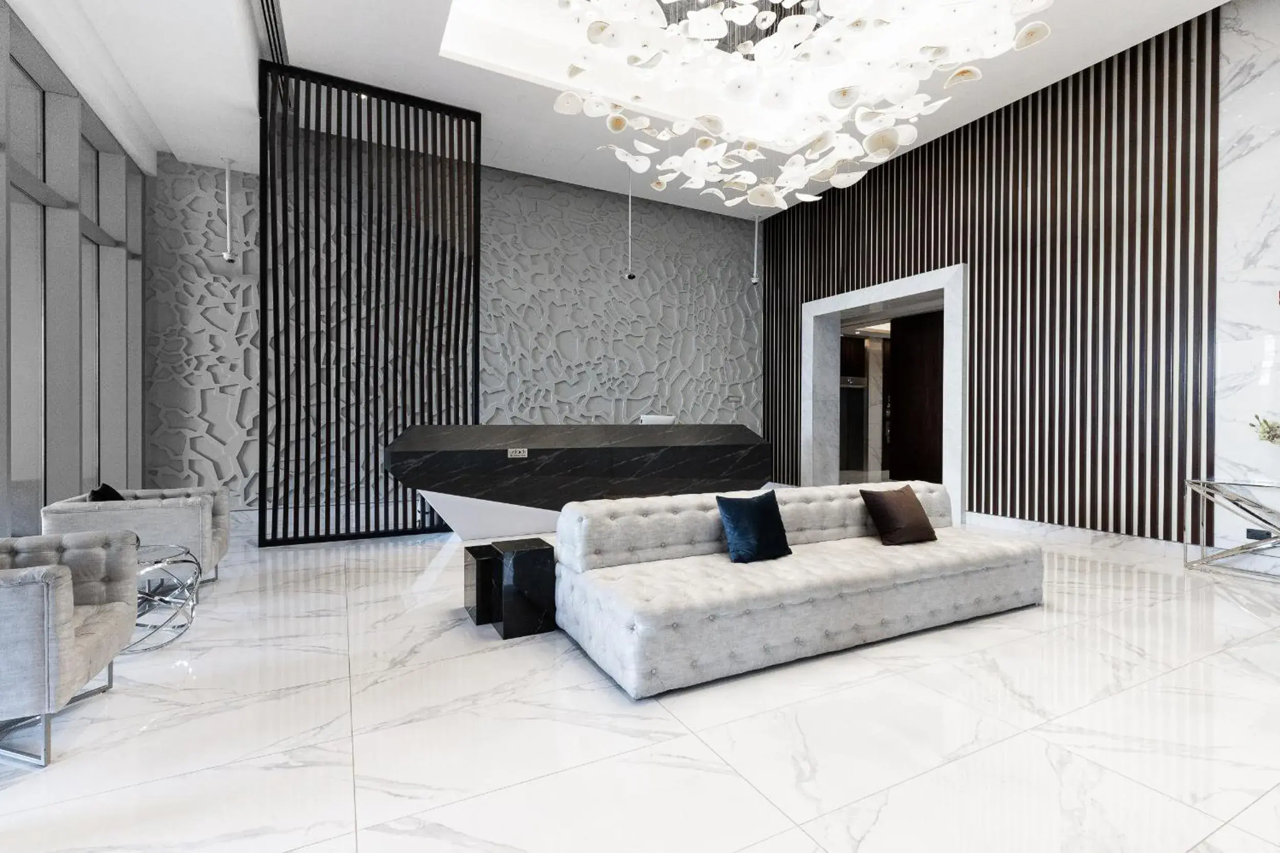 Living room in GLOBALSTAY J One Tower Apartments at Pearl of UAE Living room in GLOBALSTAY J One Tower Apartments at Pearl of UAE