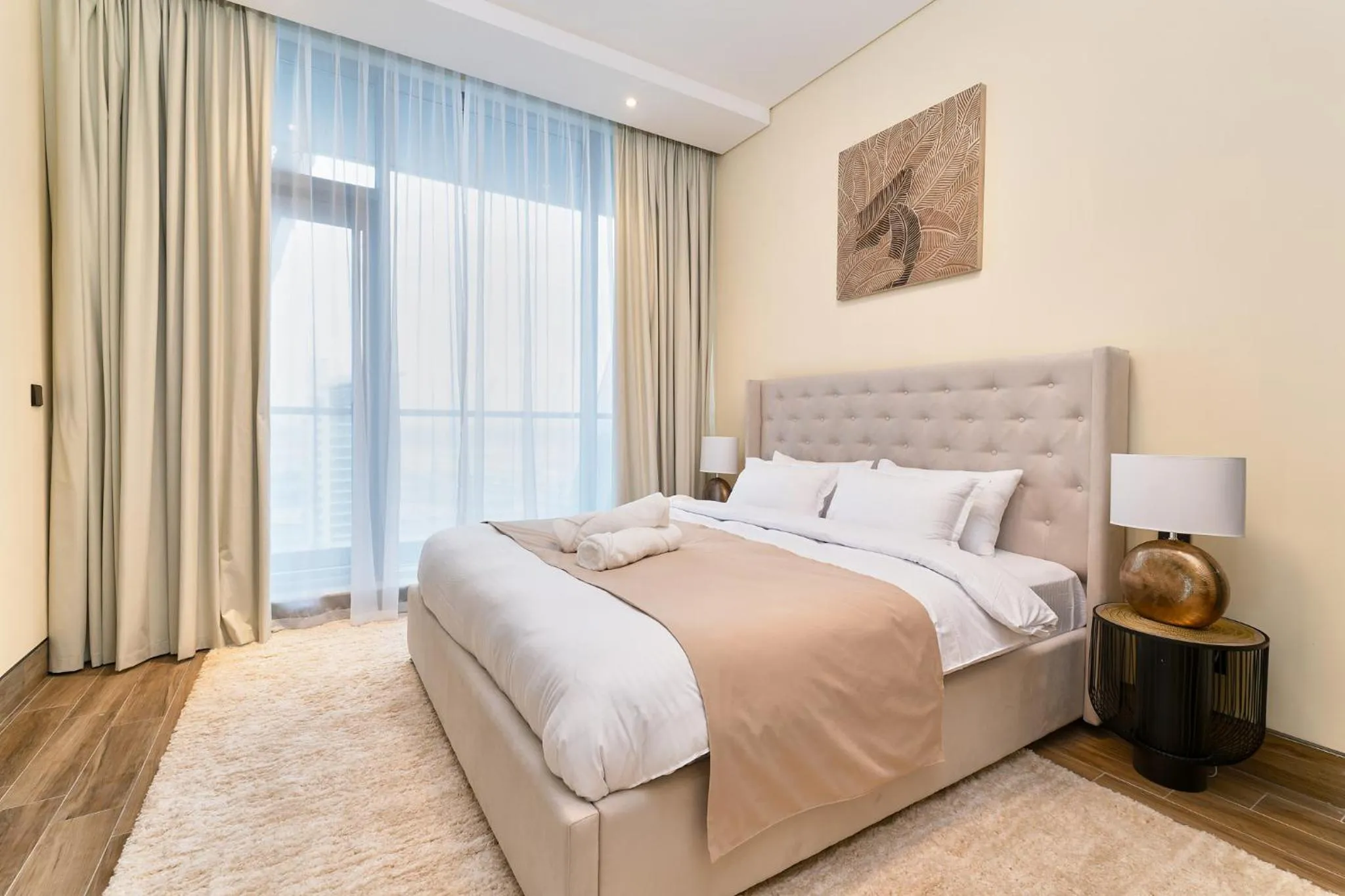 Bed in GLOBALSTAY J One Tower Apartments at Pearl of UAE