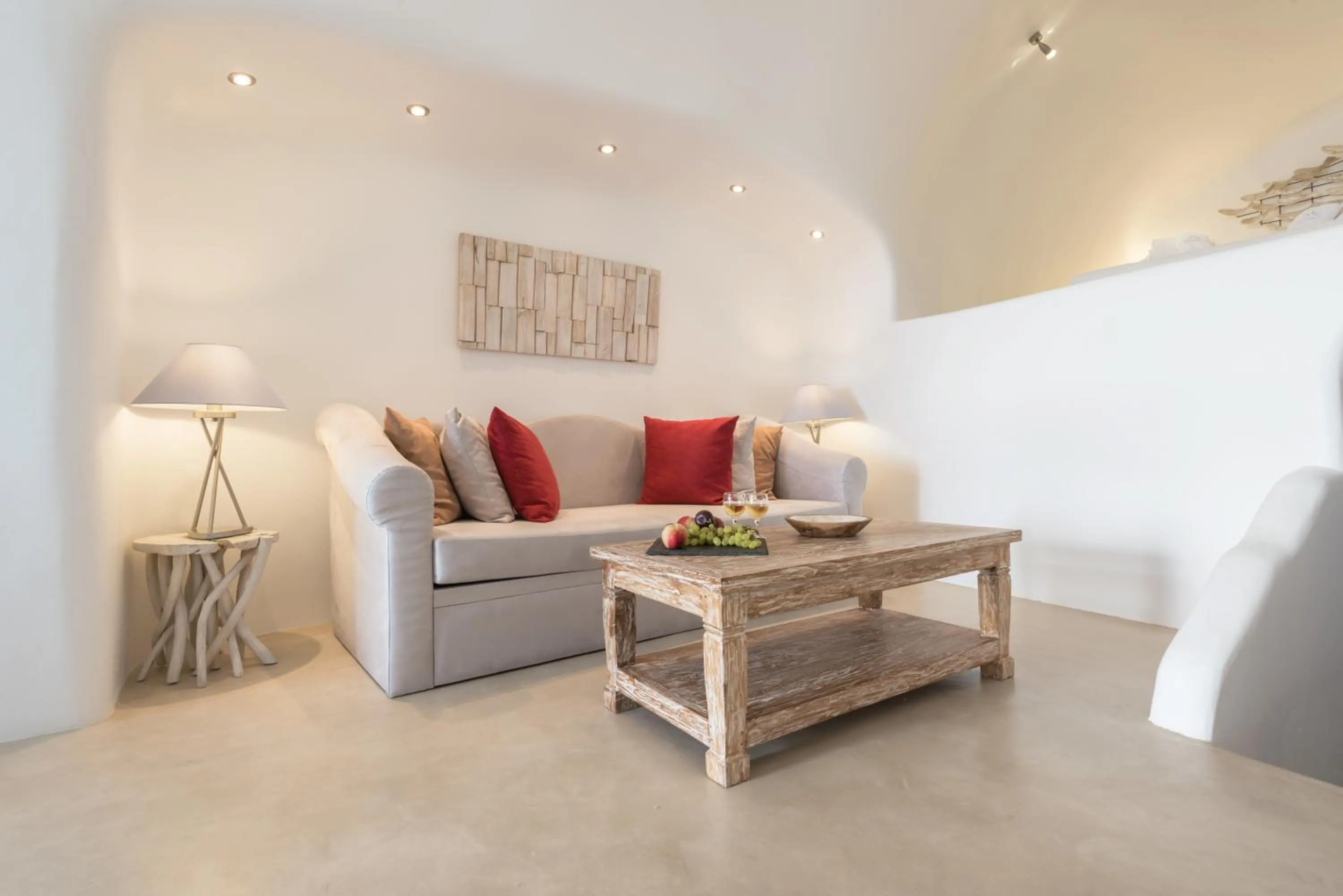 Seating area in Iliovasilema Suites