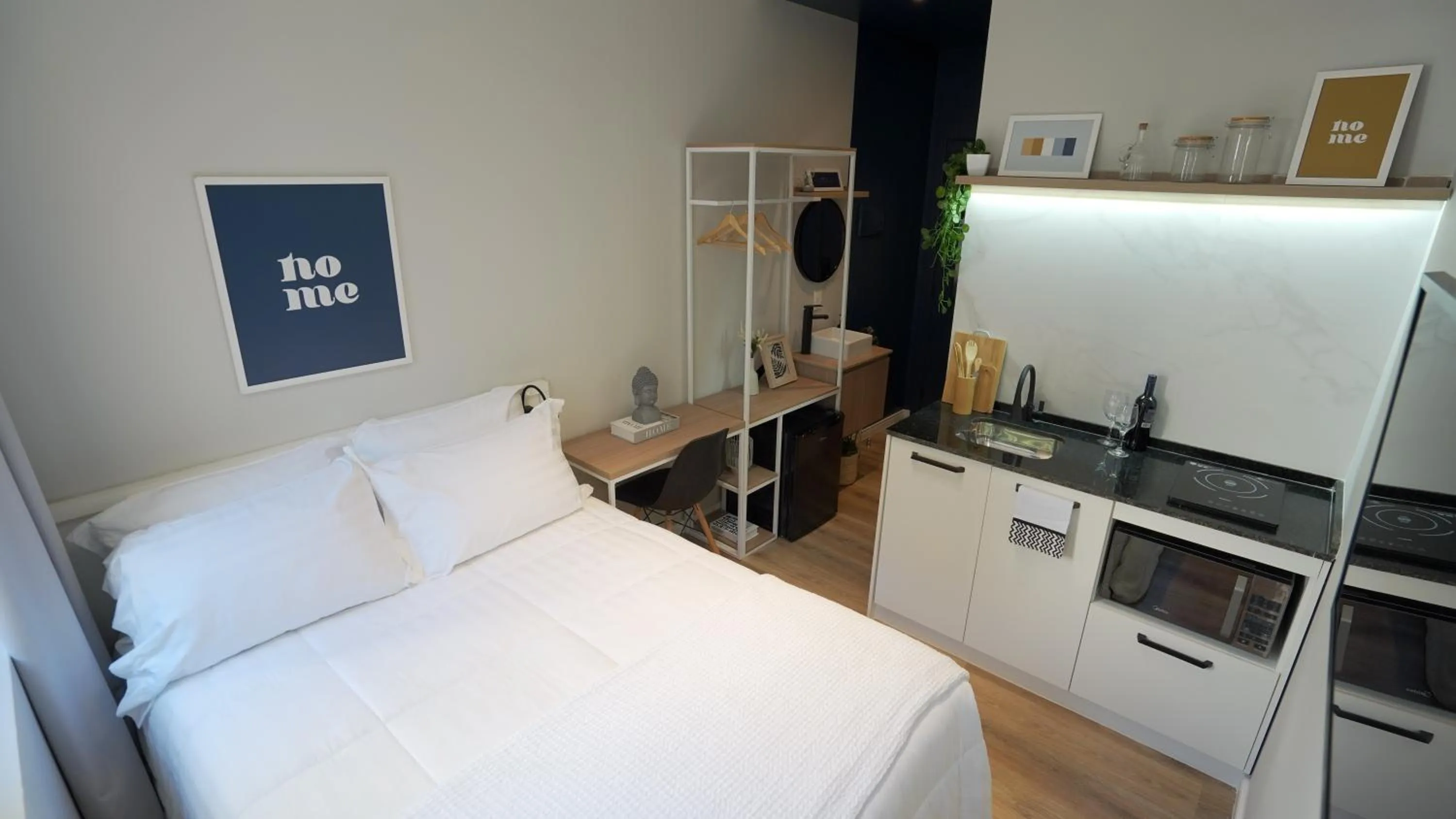 Kitchen or kitchenette, Bed in Apê Av Paulista Haddock Lobo