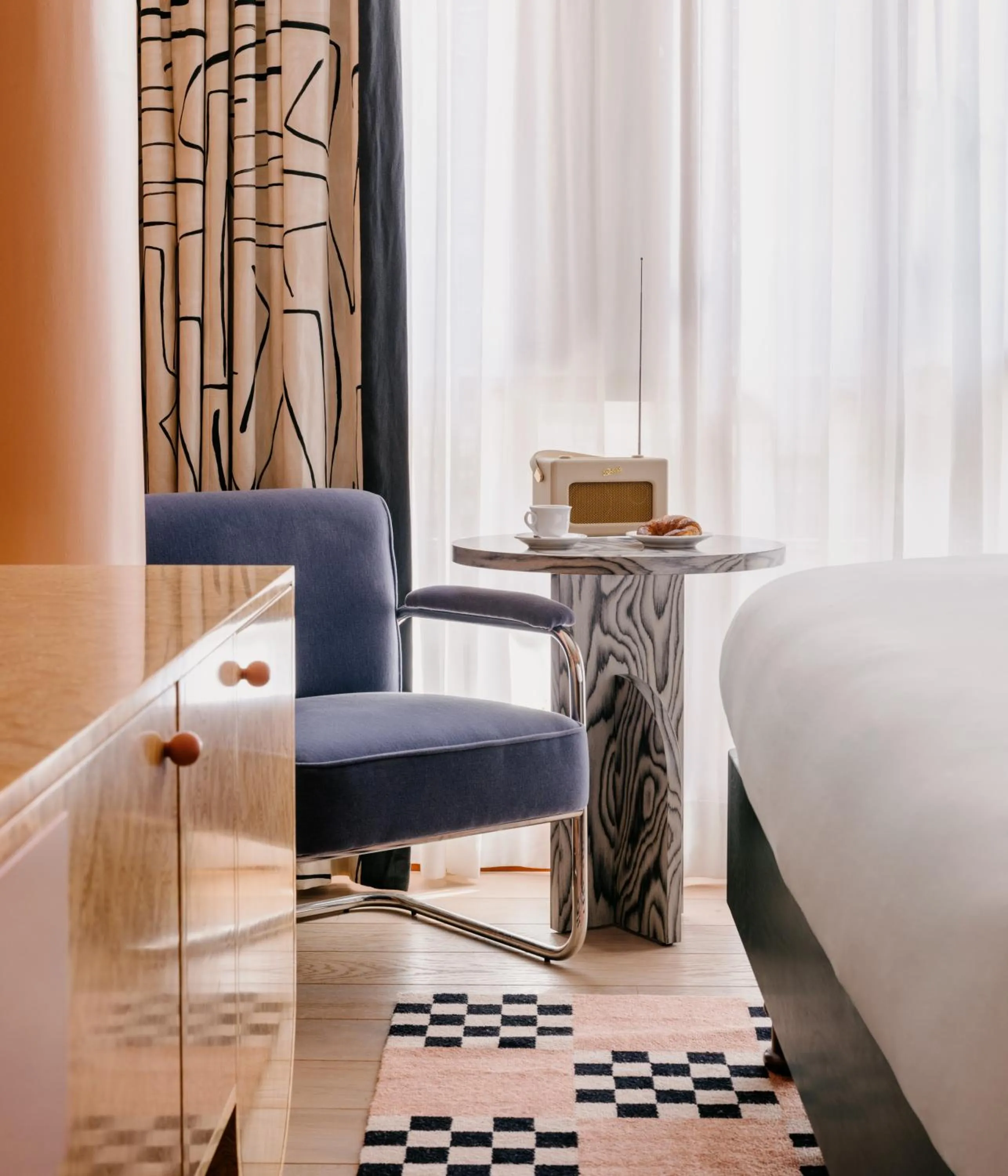 Seating area, Bed in The Hoxton, Florence