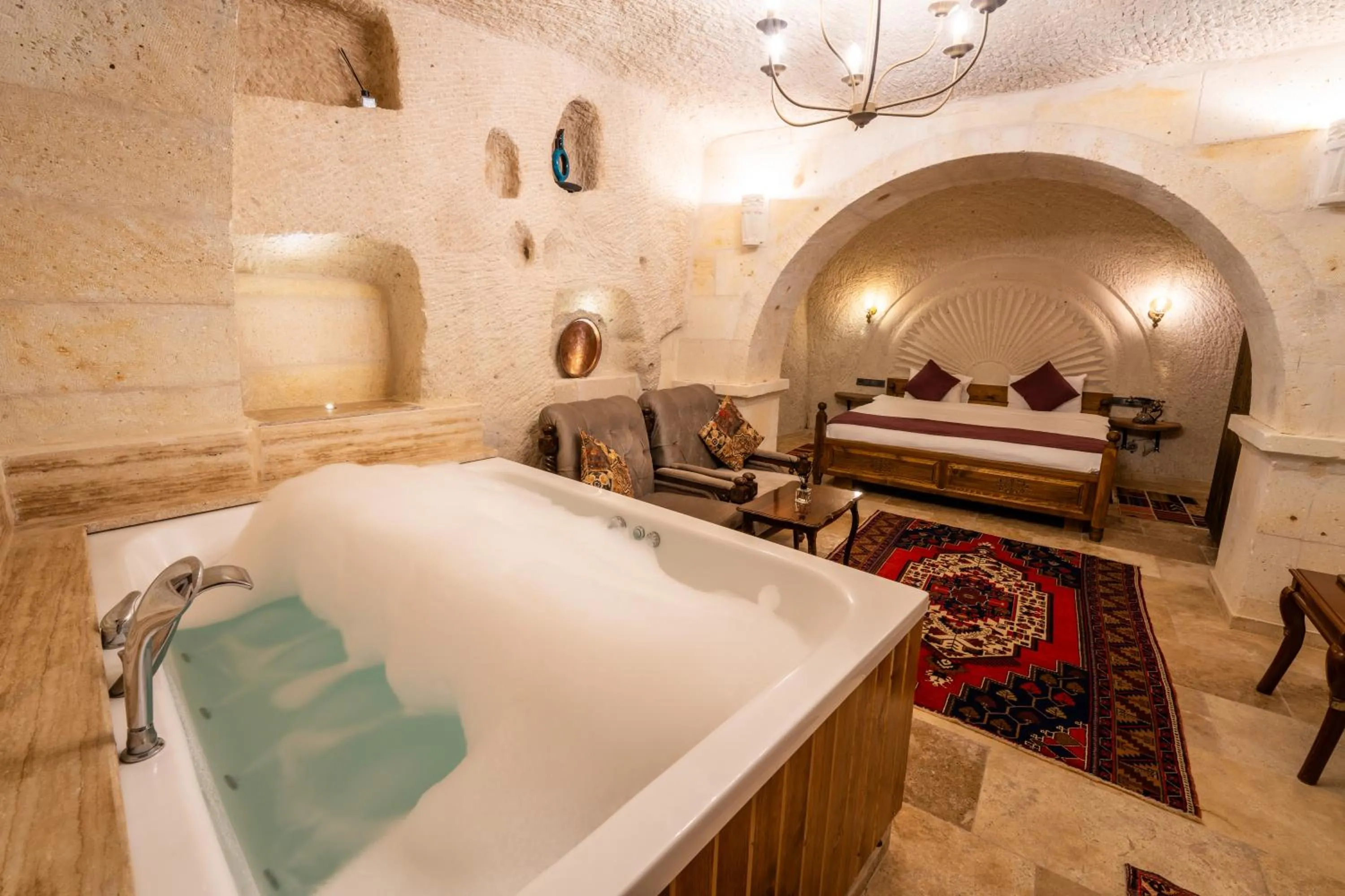 Bed in Library Cave House