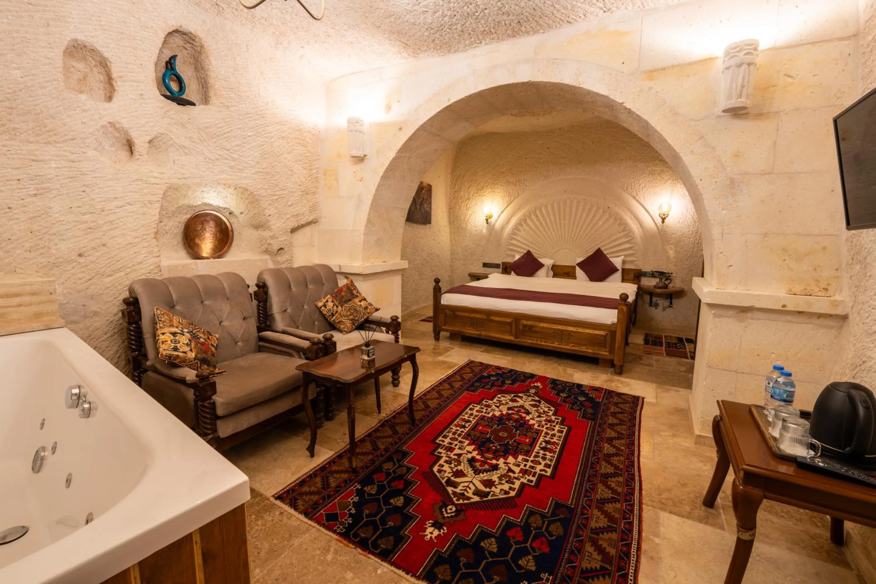 Bed in Library Cave House