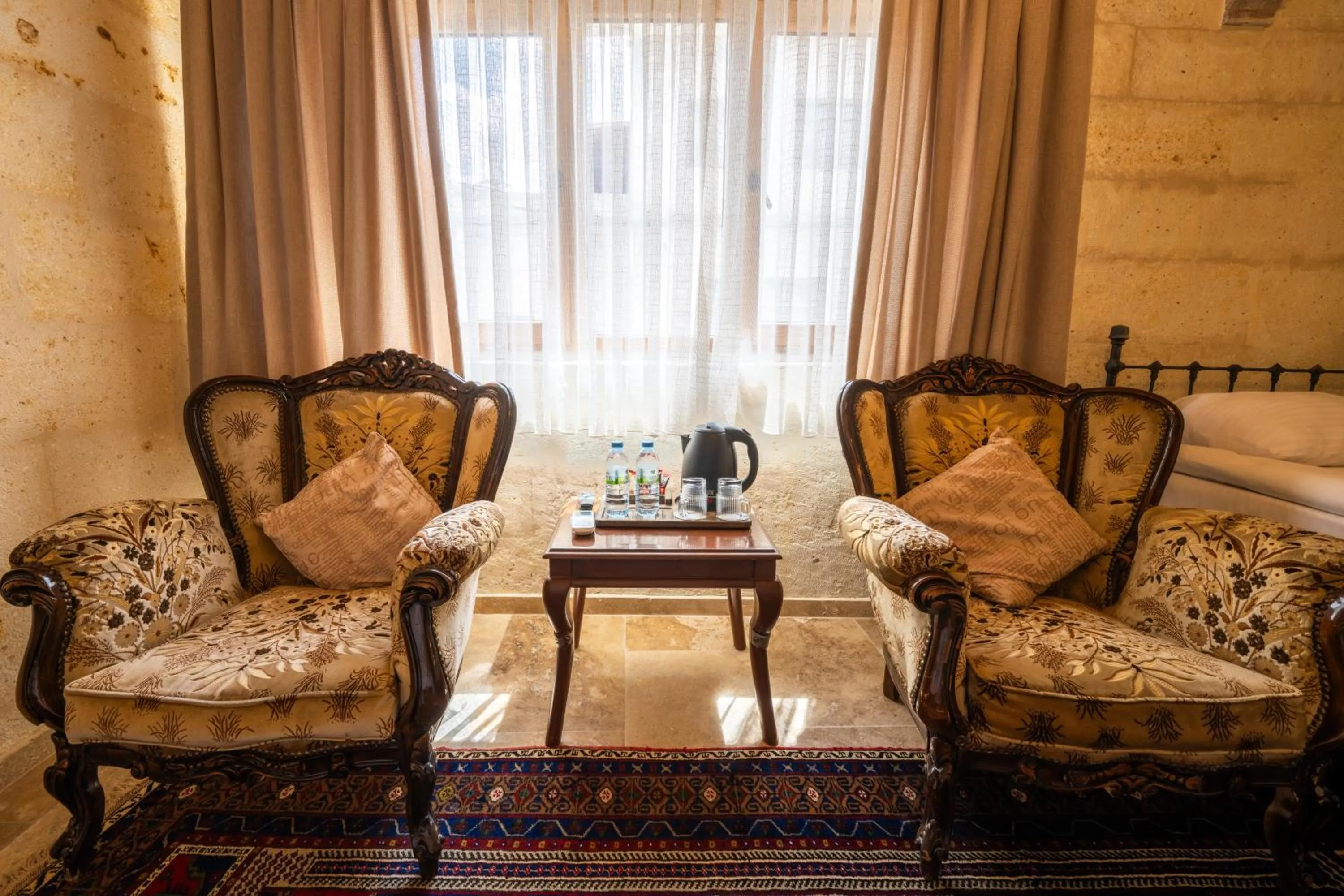 Living room in Library Cave House