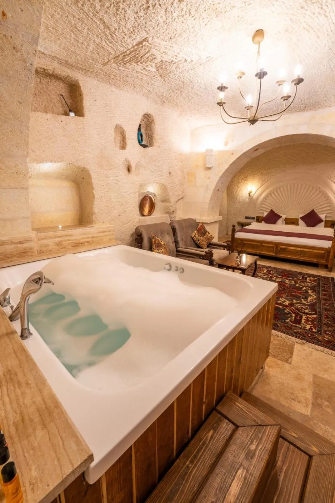 Bed in Library Cave House