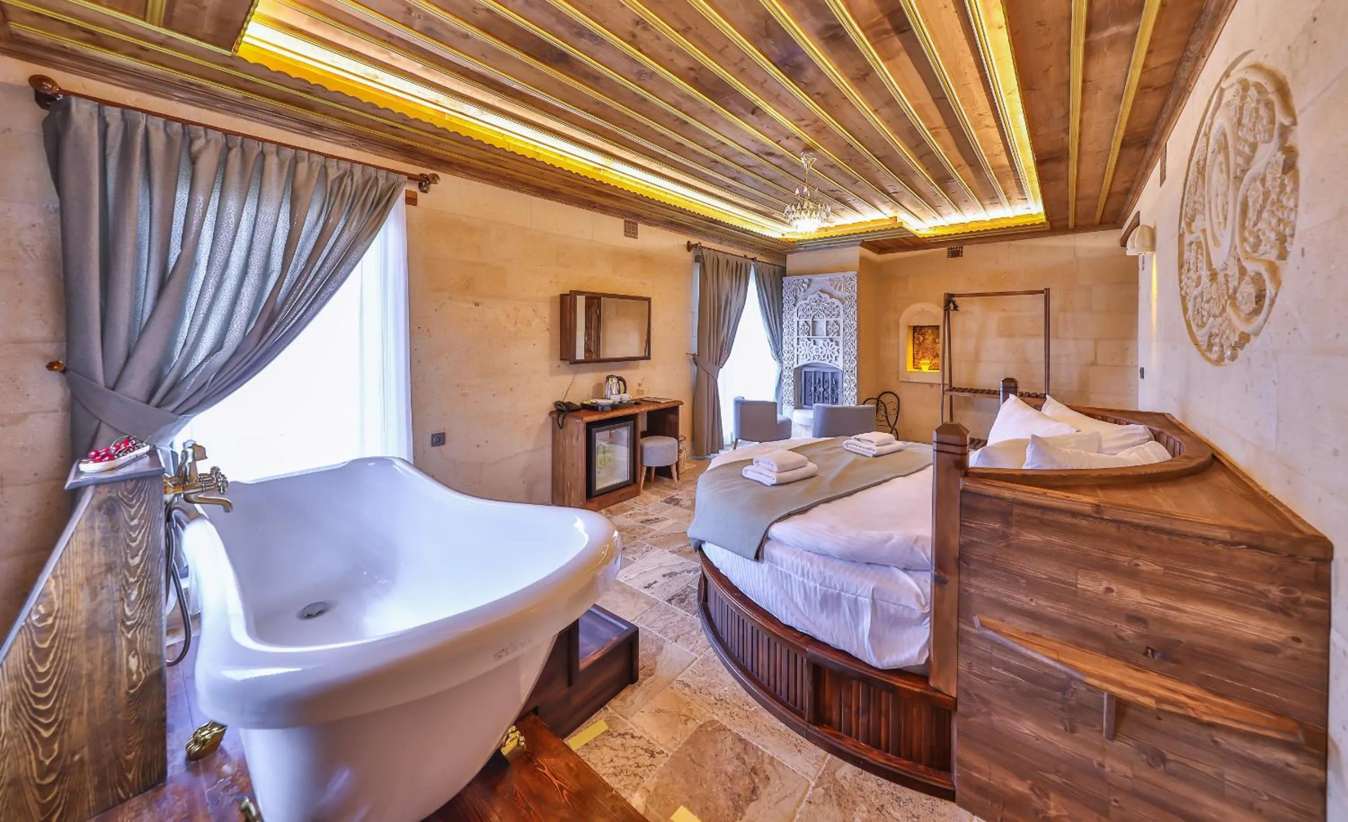 Bed in Noble Crown Stone House Cappadocia