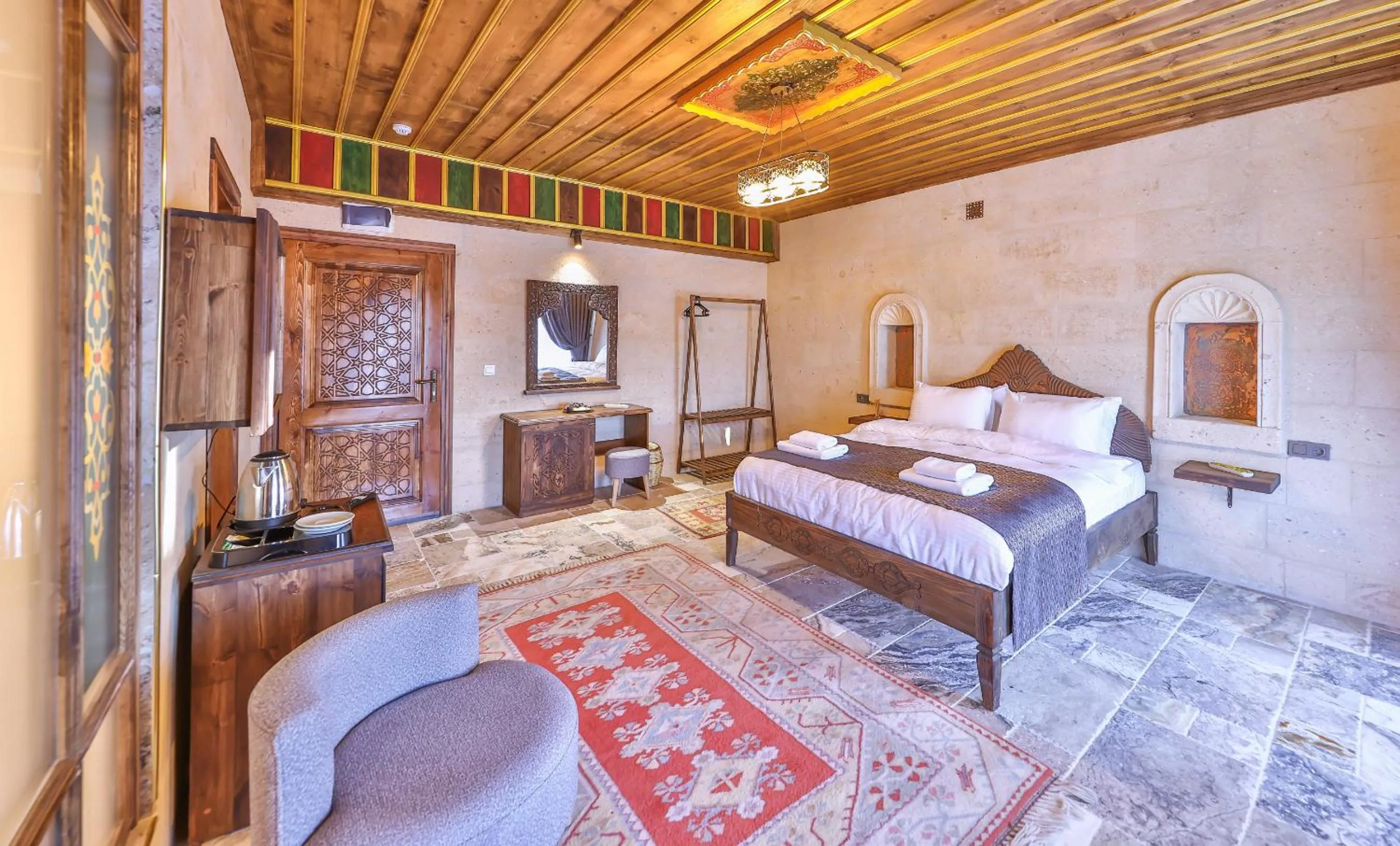 Bed in Noble Crown Stone House Cappadocia
