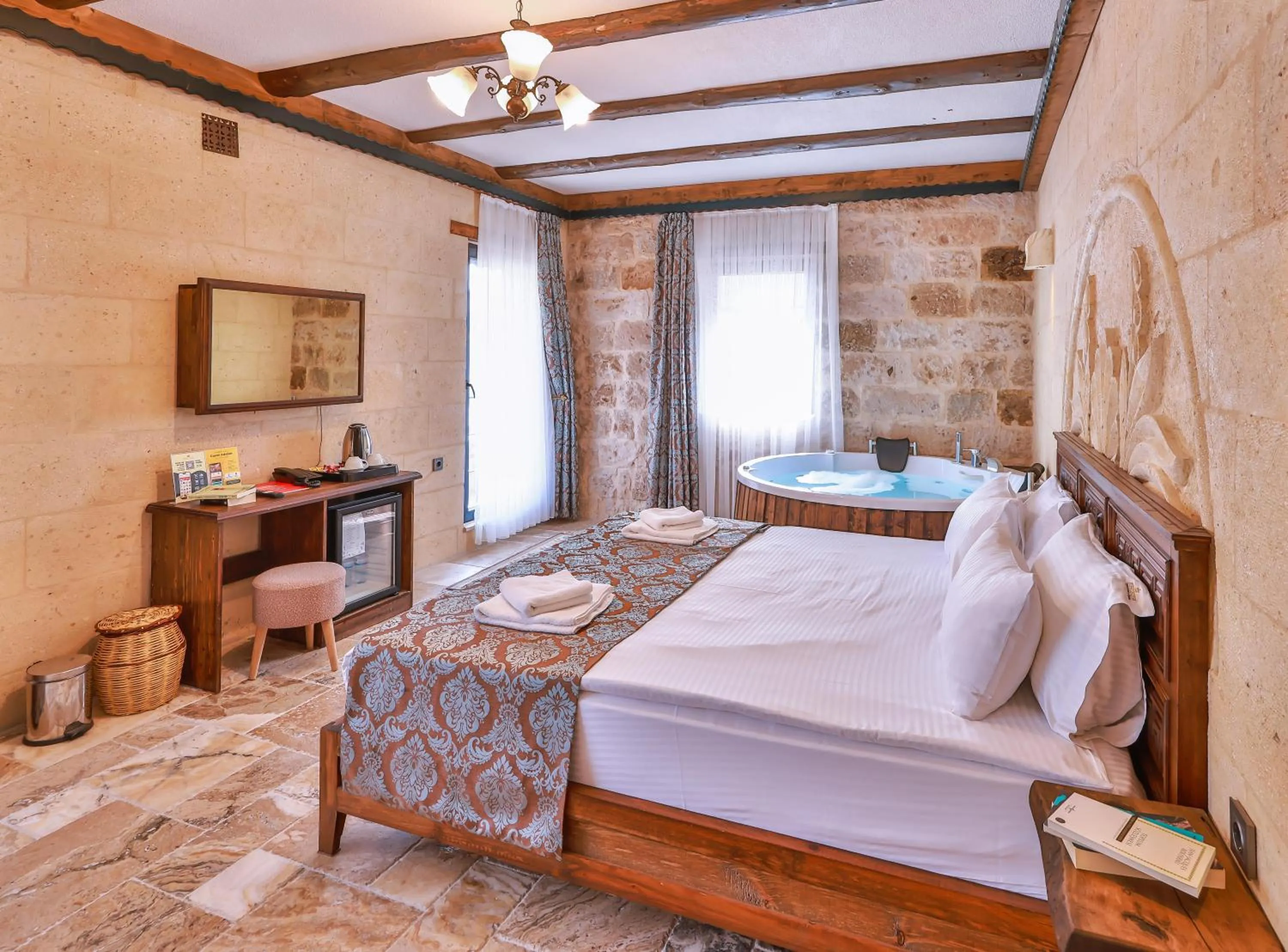 Bed in Noble Crown Stone House Cappadocia