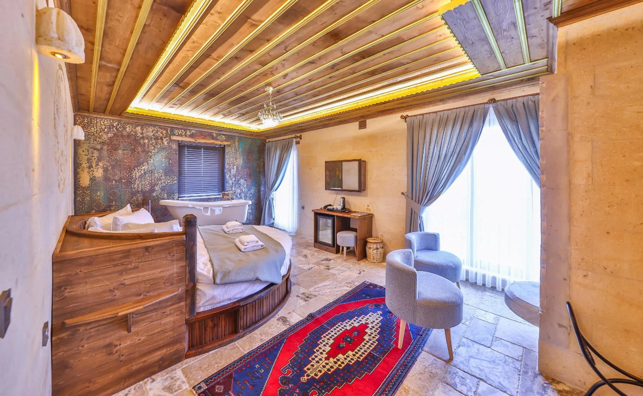 Bed in Noble Crown Stone House Cappadocia