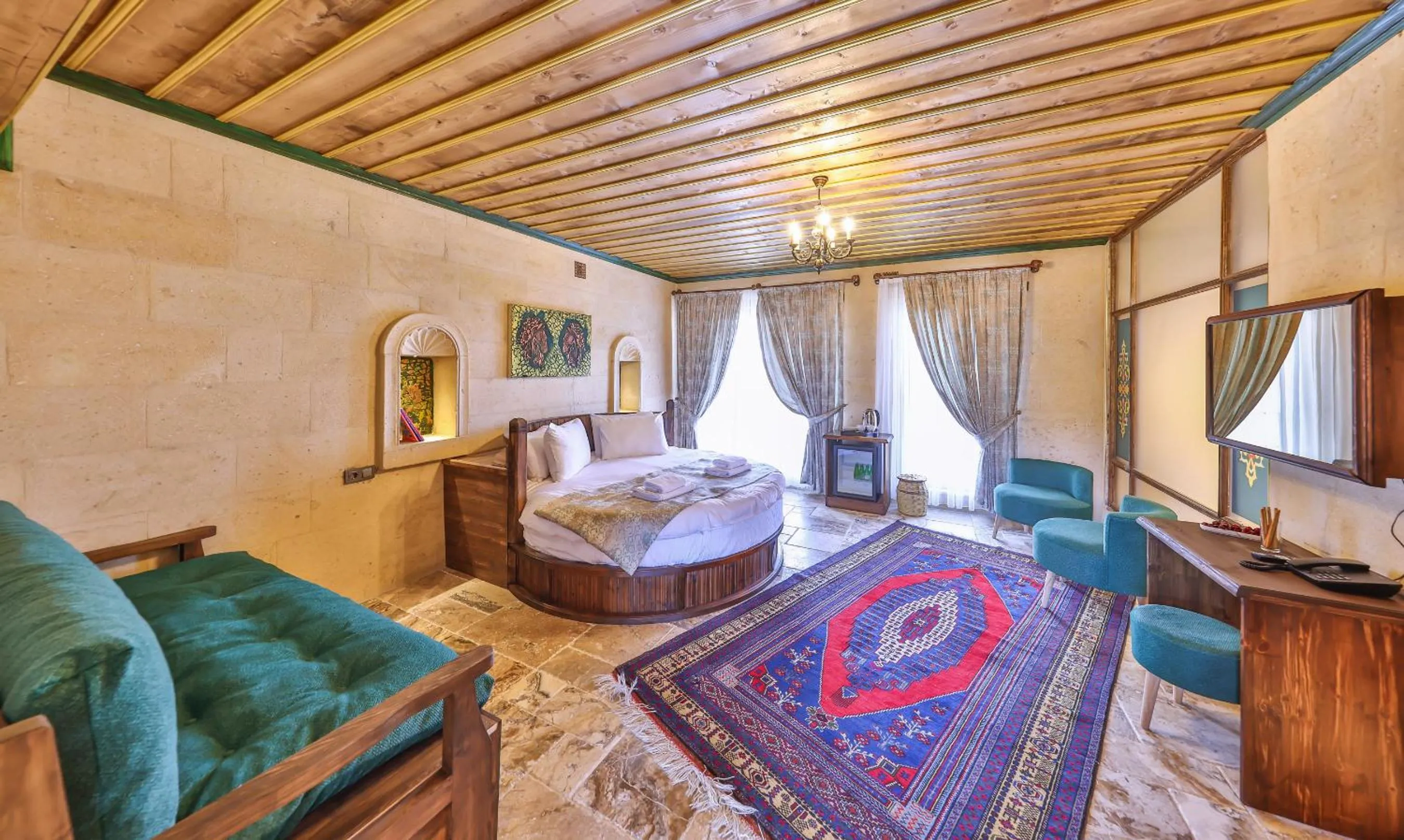 Bed in Noble Crown Stone House Cappadocia