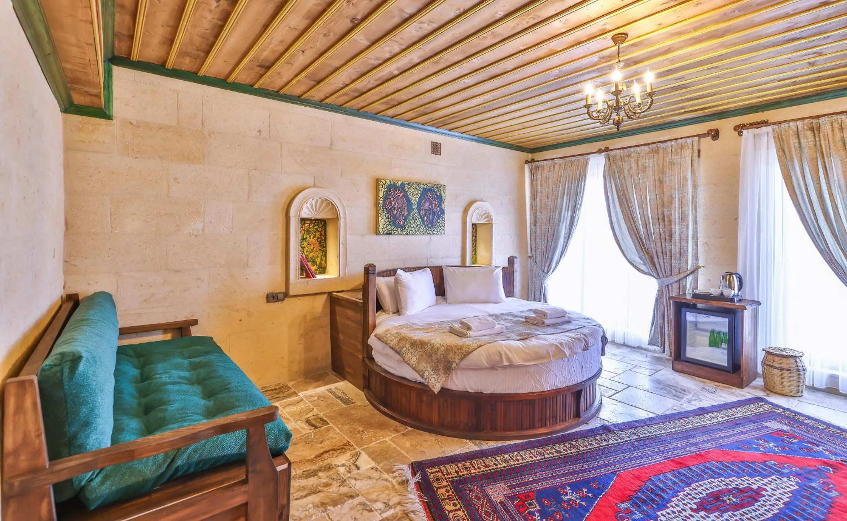 Bed in Noble Crown Stone House Cappadocia