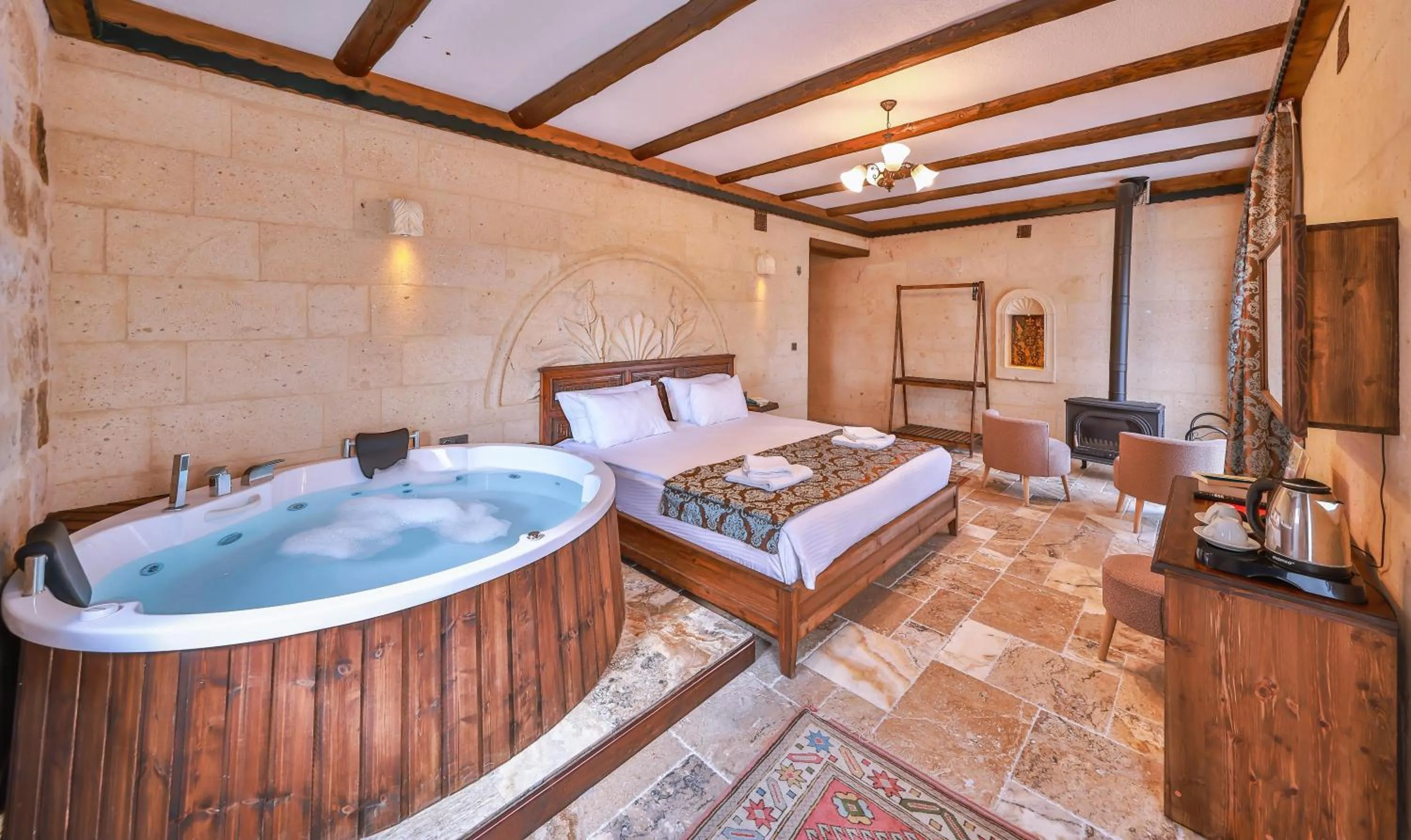 Bed in Noble Crown Stone House Cappadocia