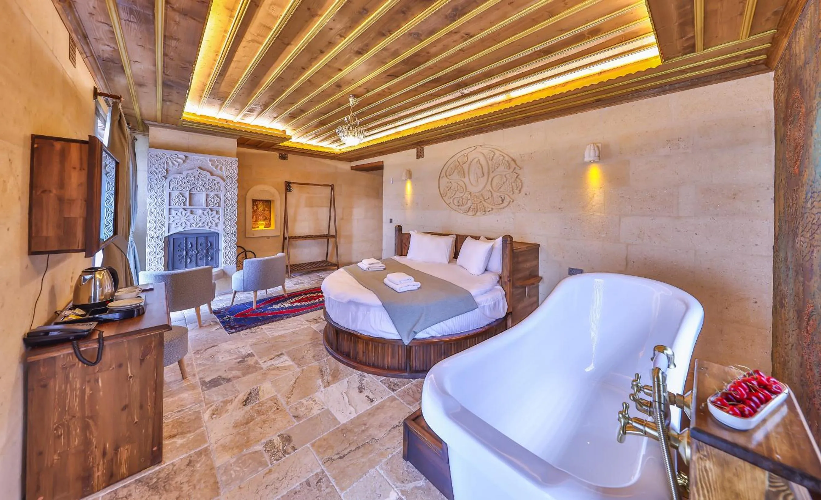 Bed in Noble Crown Stone House Cappadocia