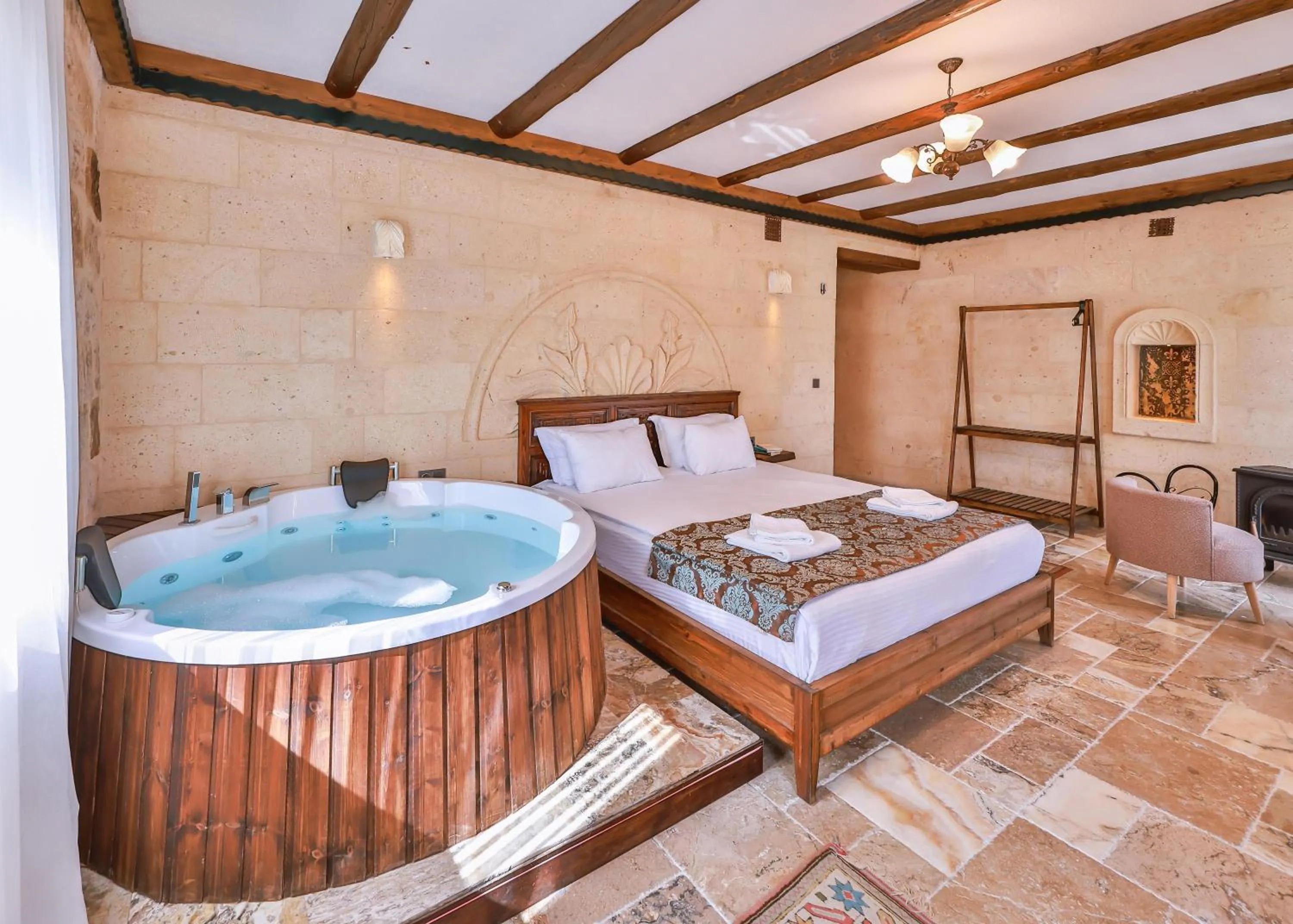 Bed in Noble Crown Stone House Cappadocia