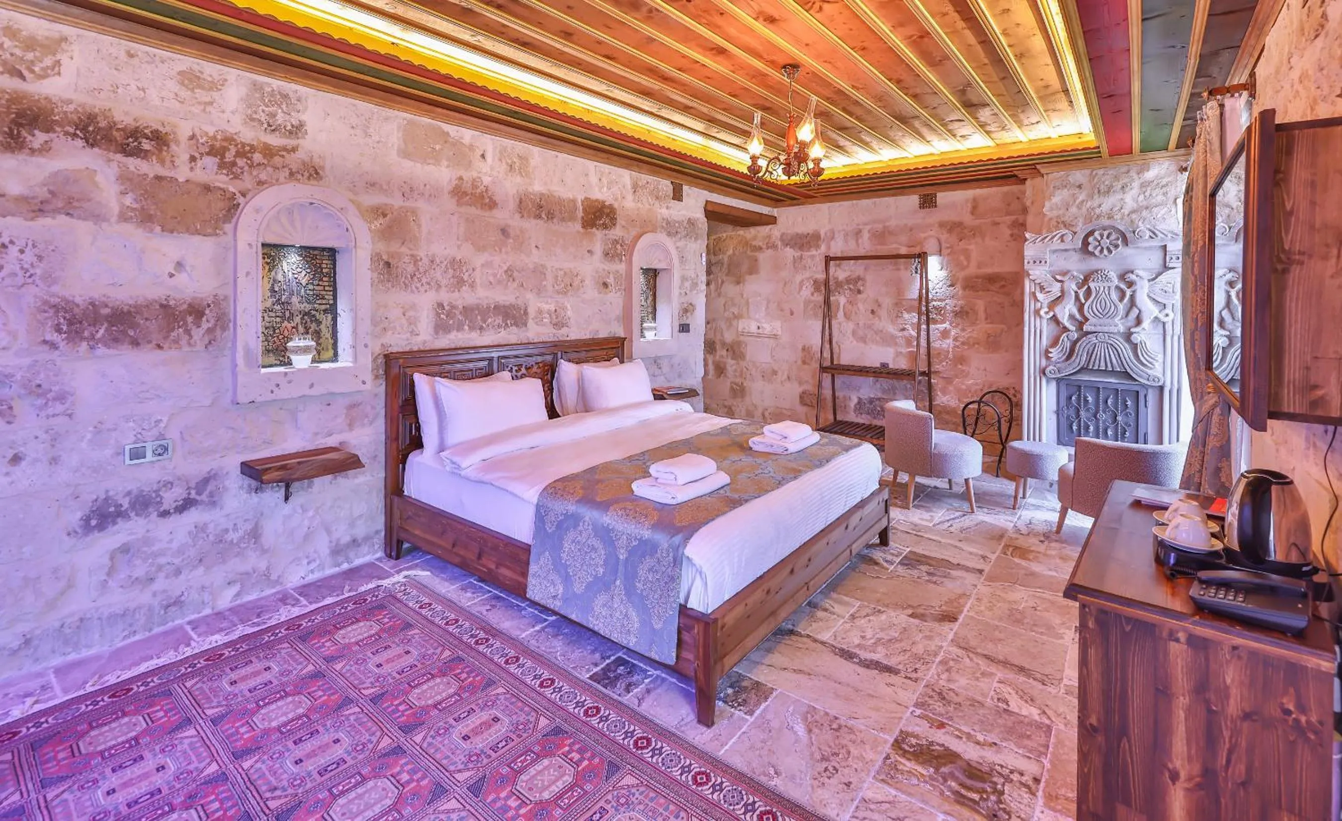 Bed in Noble Crown Stone House Cappadocia
