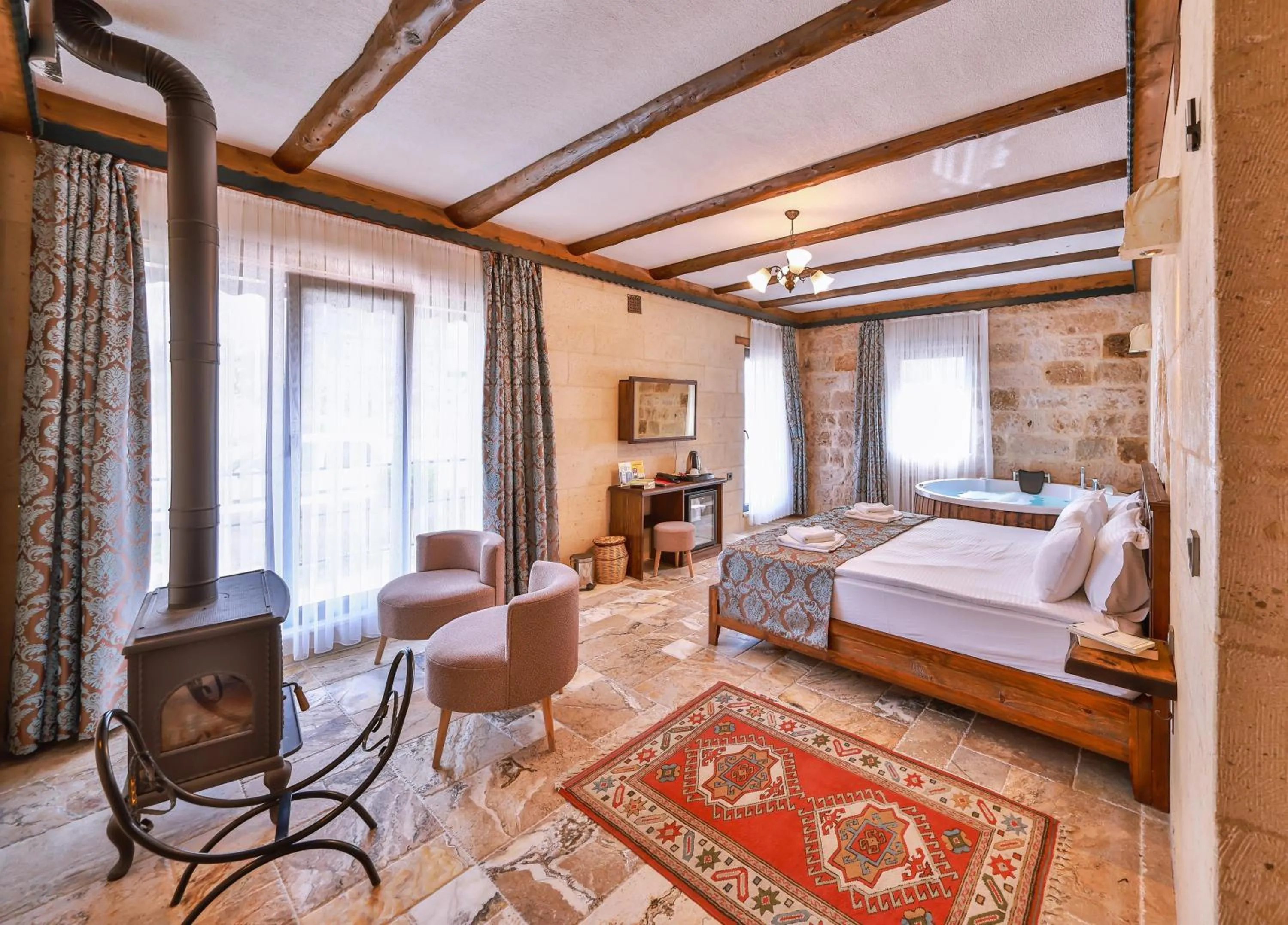 Bed in Noble Crown Stone House Cappadocia