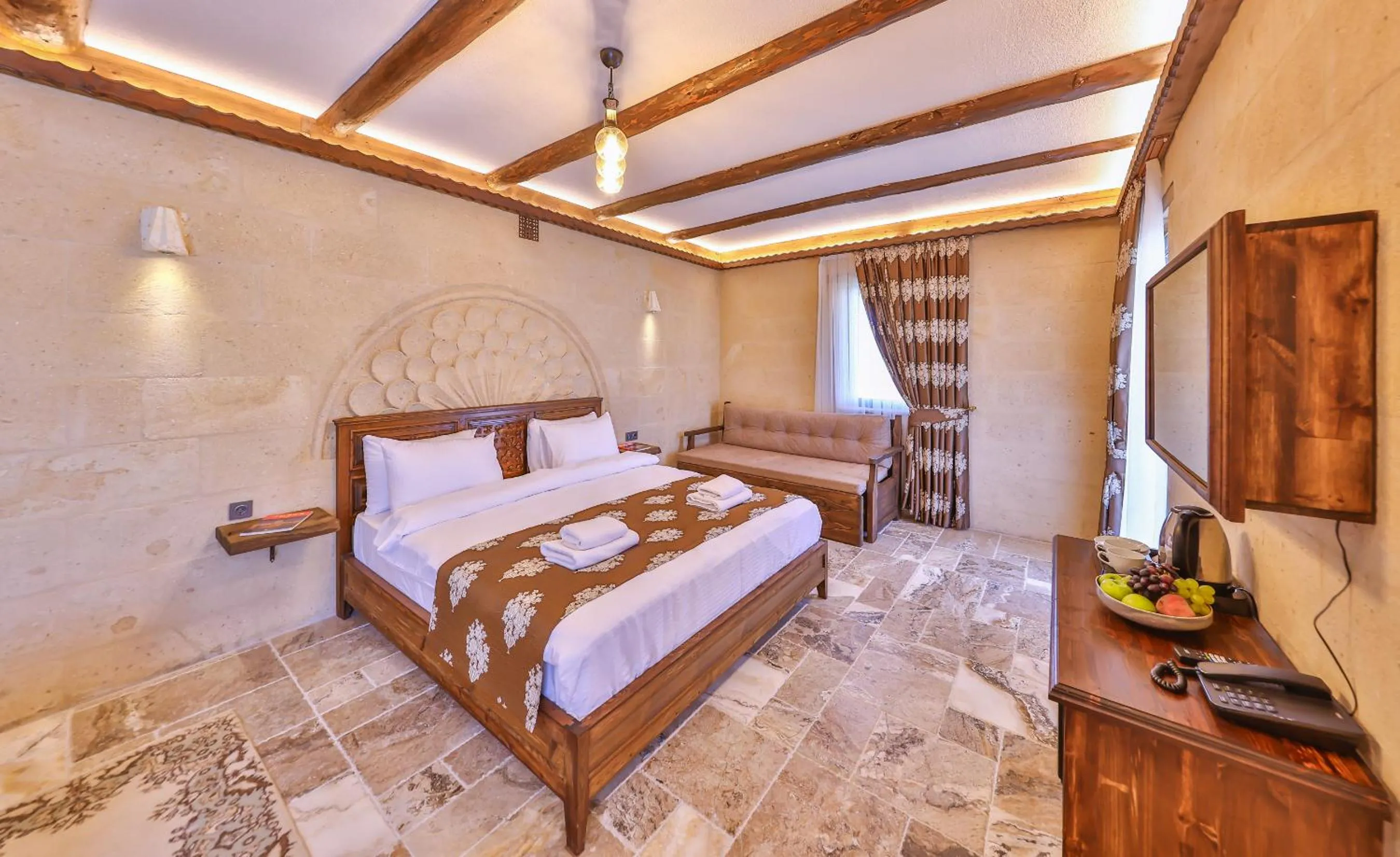 Bed in Noble Crown Stone House Cappadocia