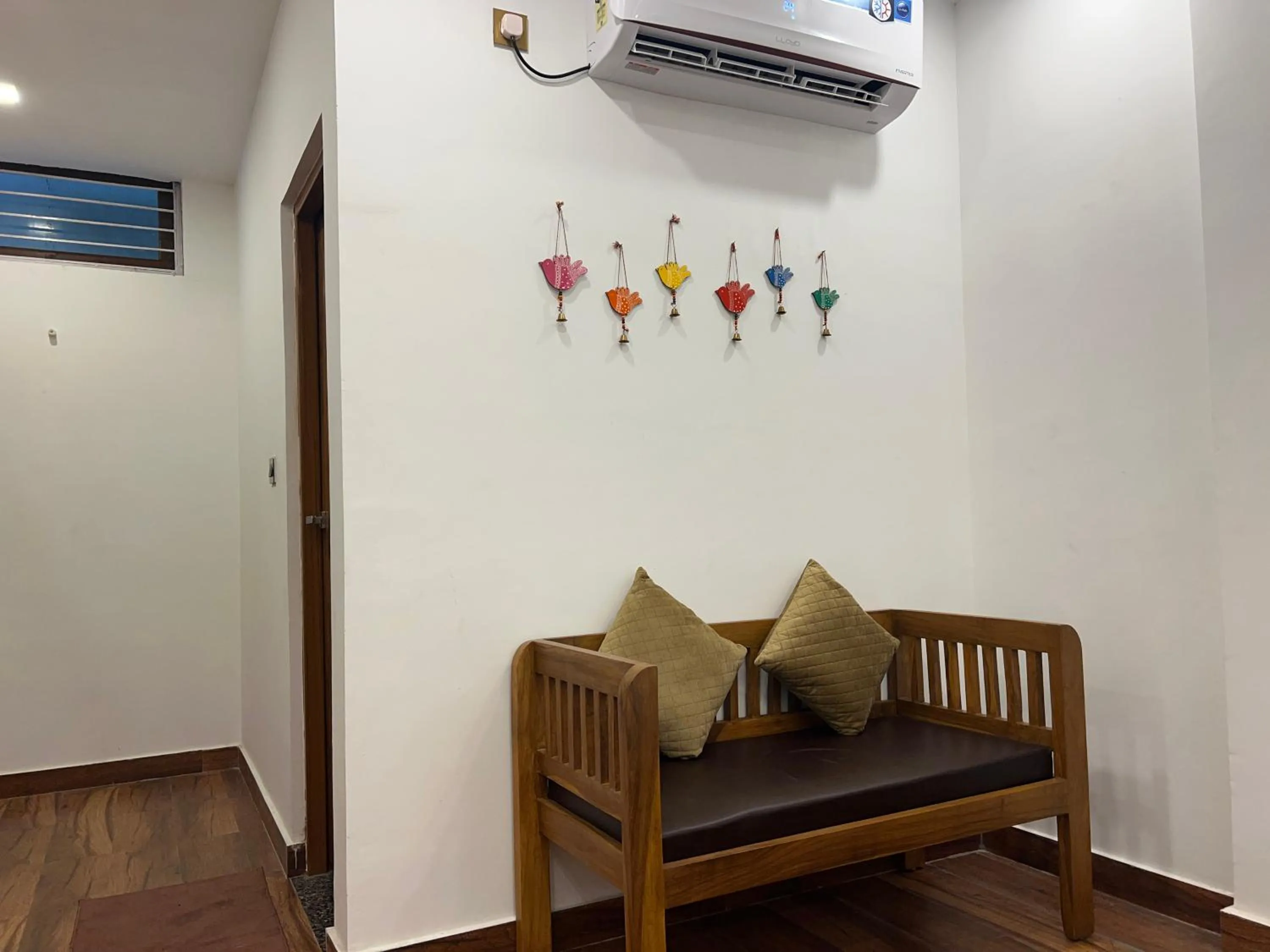 Seating area in The Shalam Resort श्रीकृष्ण शरणं मम