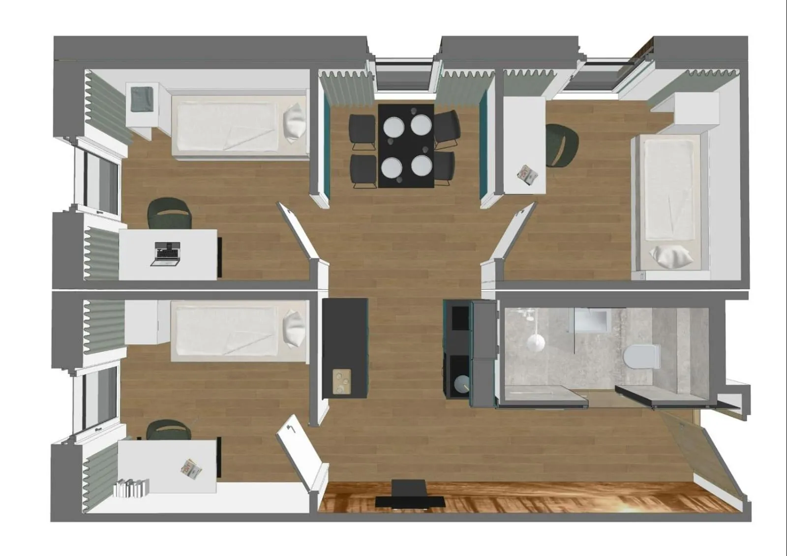 Photo of the whole room in Timber One Boardinghouse Dorfen