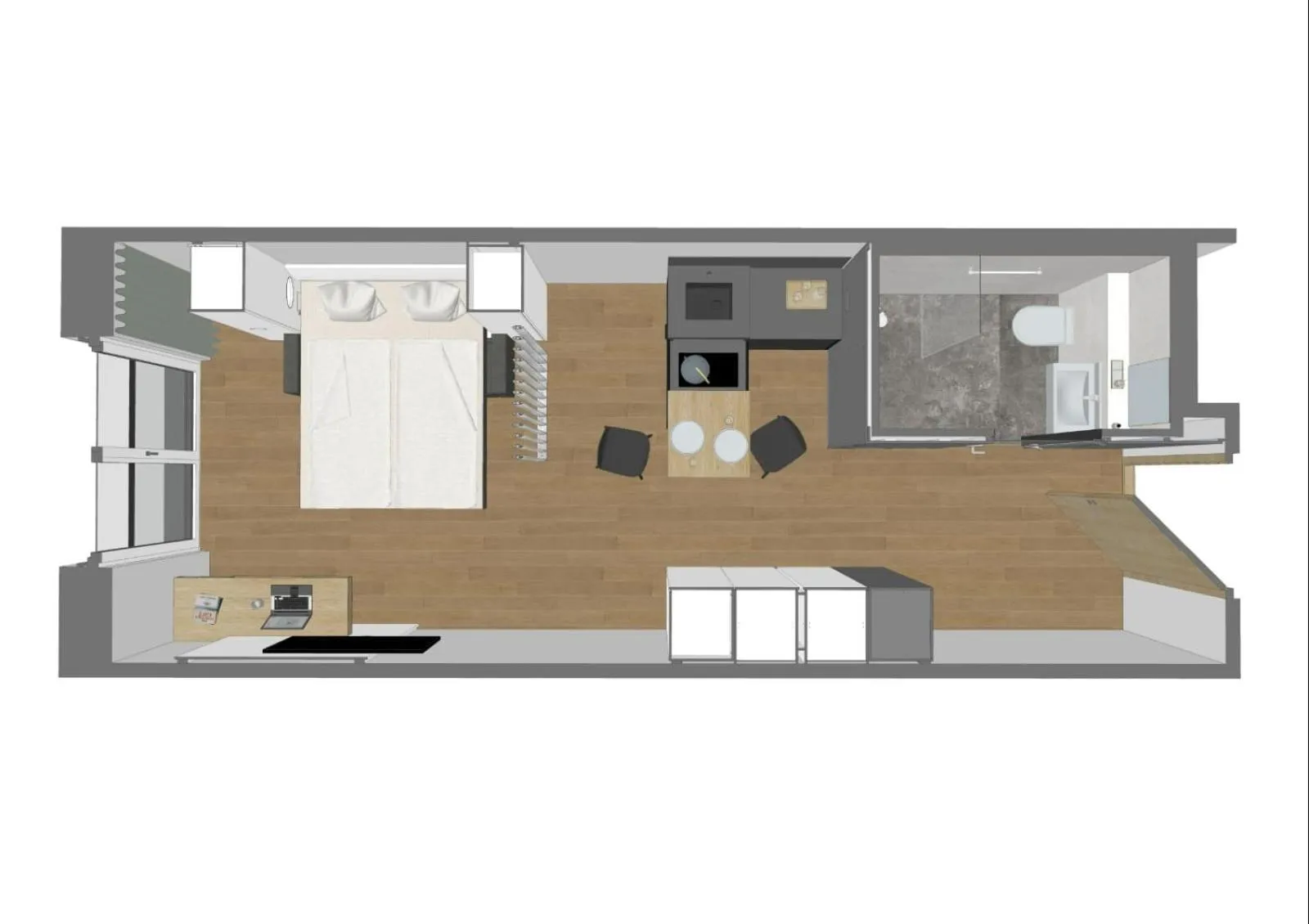 Photo of the whole room in Timber One Boardinghouse Dorfen