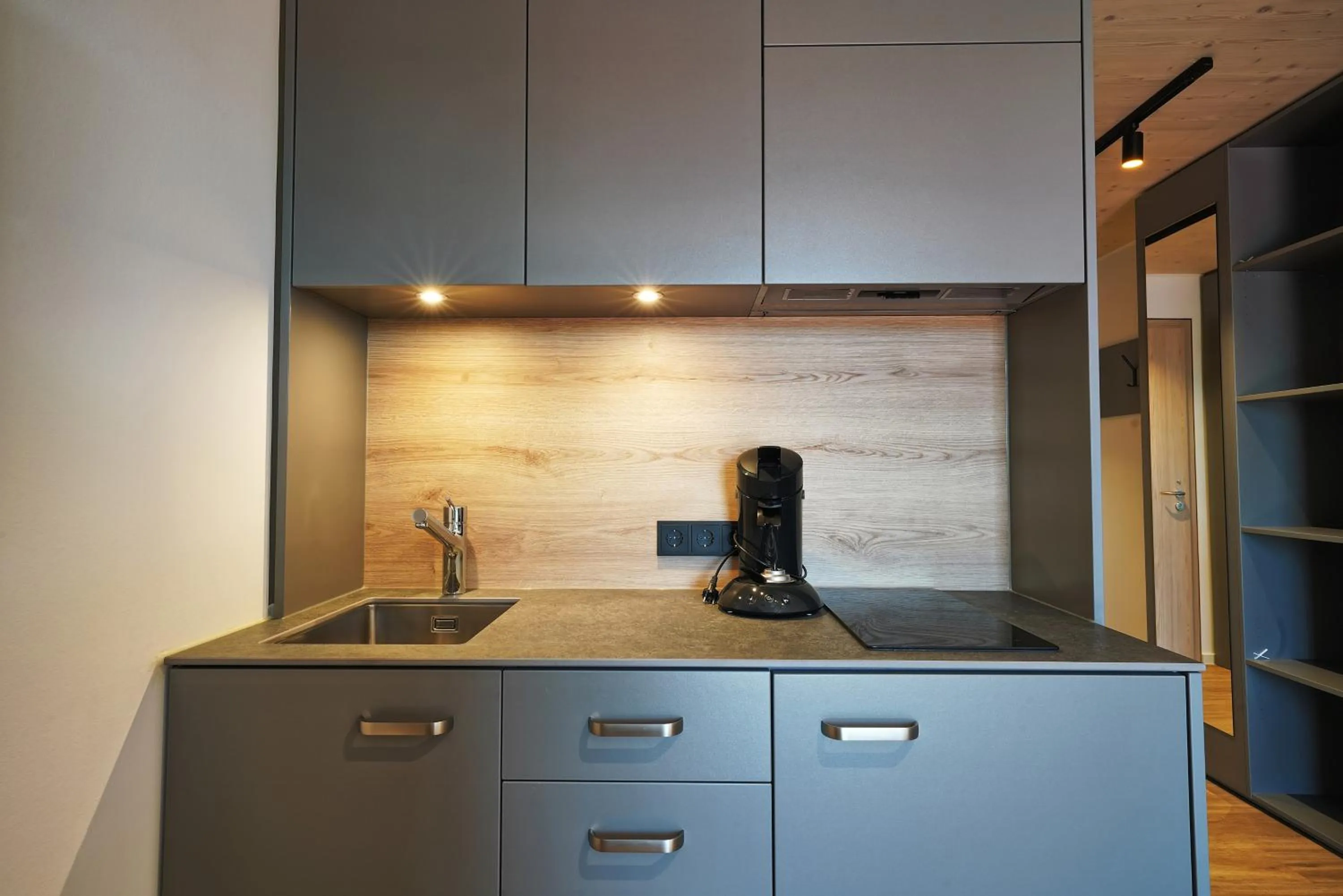 Kitchen or kitchenette in Timber One Boardinghouse Dorfen