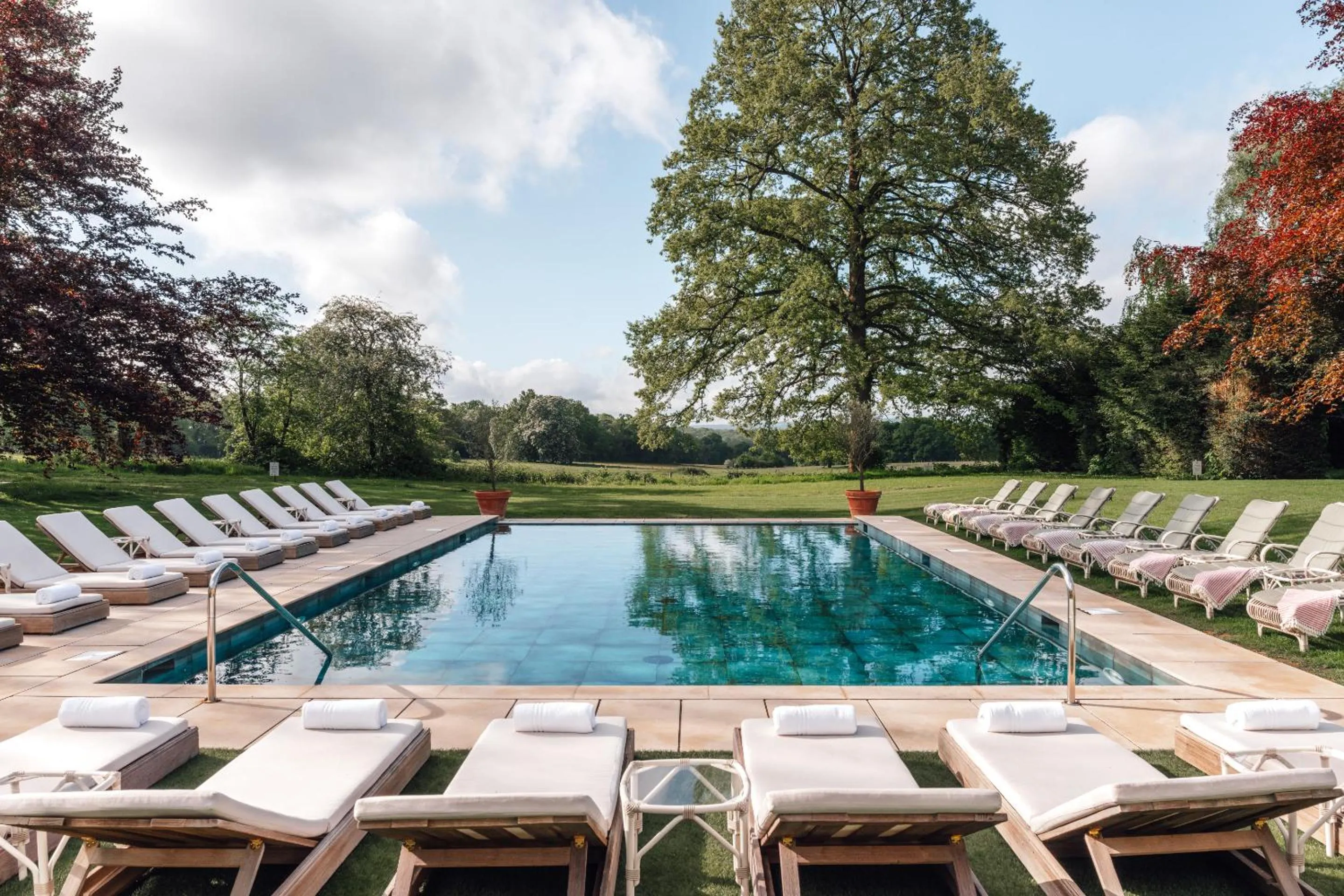 Pool view in The Retreat, Elcot Park