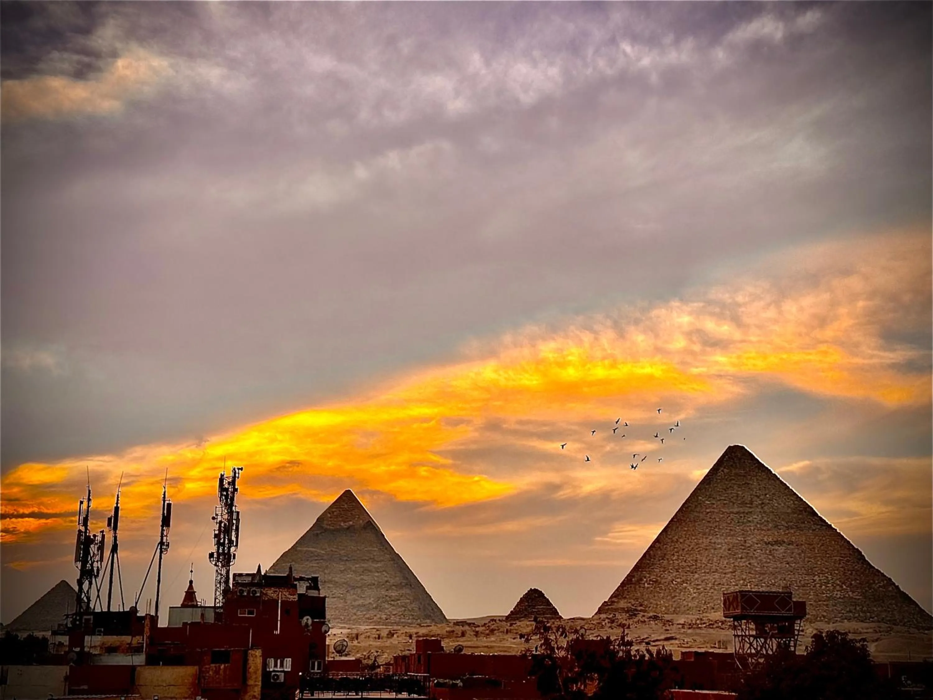 Sunset in Flower Pyramids Inn