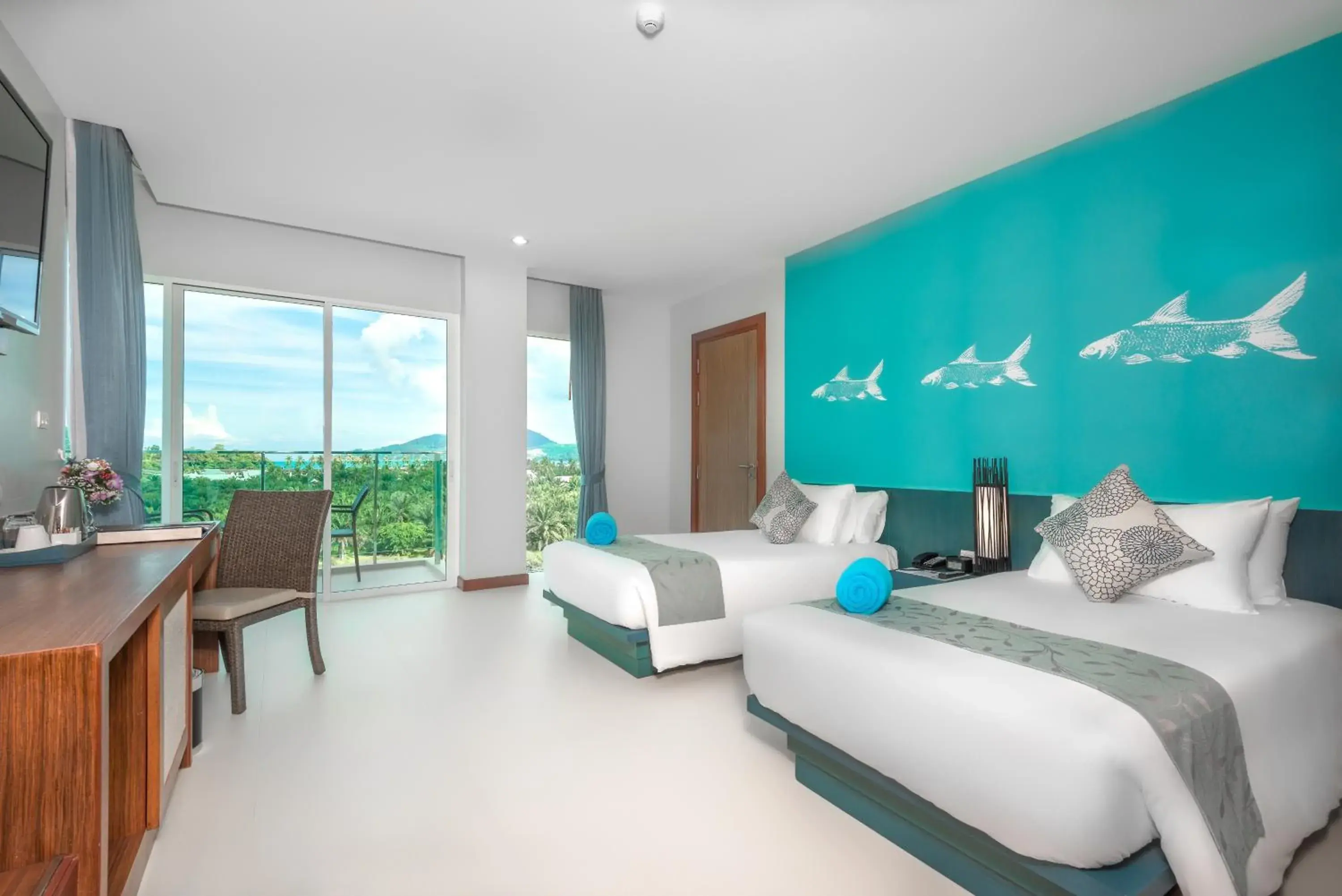 Balcony/Terrace, Bed in Fishermens Harbour Urban Resort - SHA Extra Plus Balcony/Terrace, Bed in Fishermens Harbour Urban Resort - SHA Extra Plus