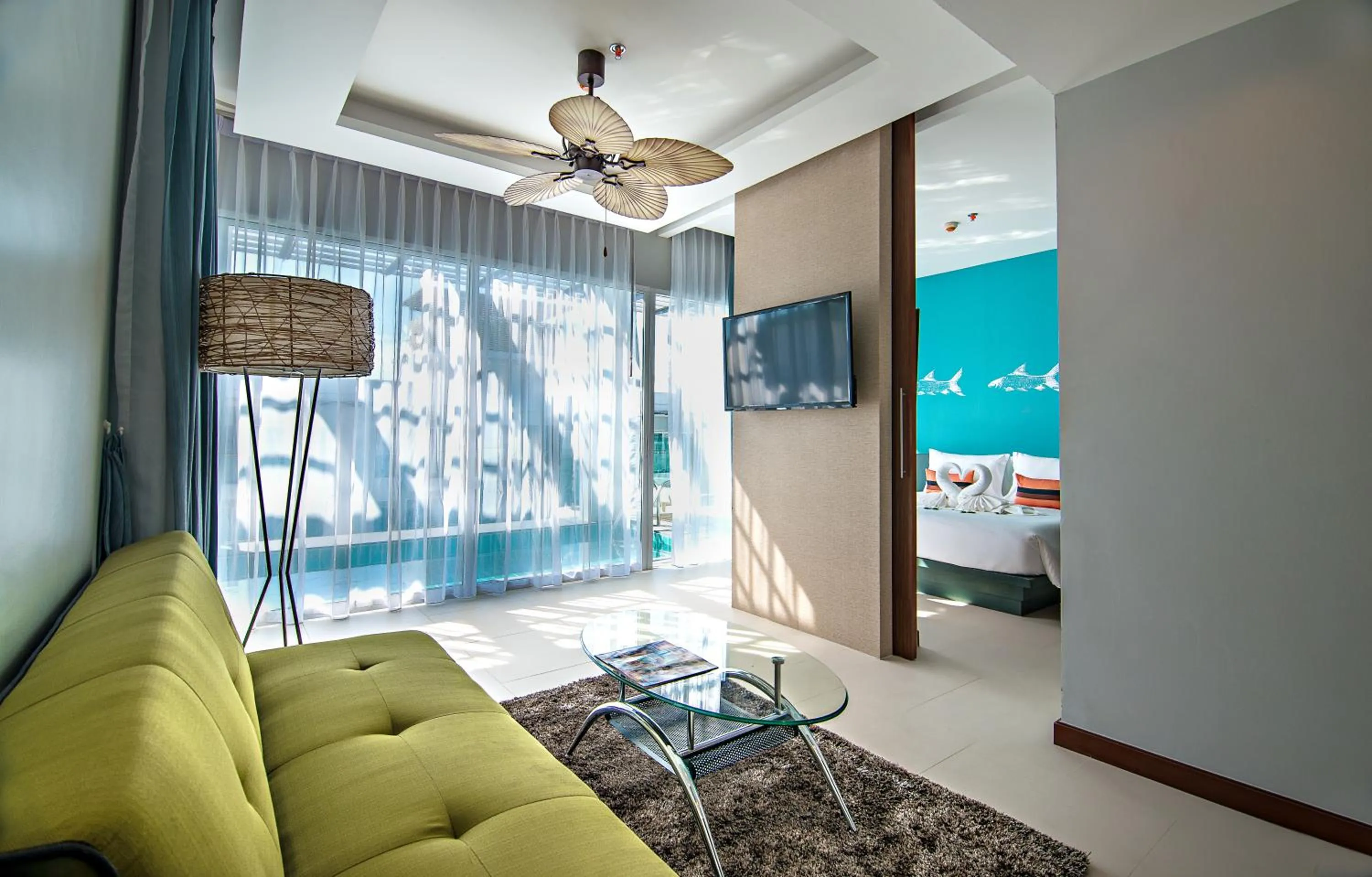 Living room, Bed in Fishermens Harbour Urban Resort - SHA Extra Plus