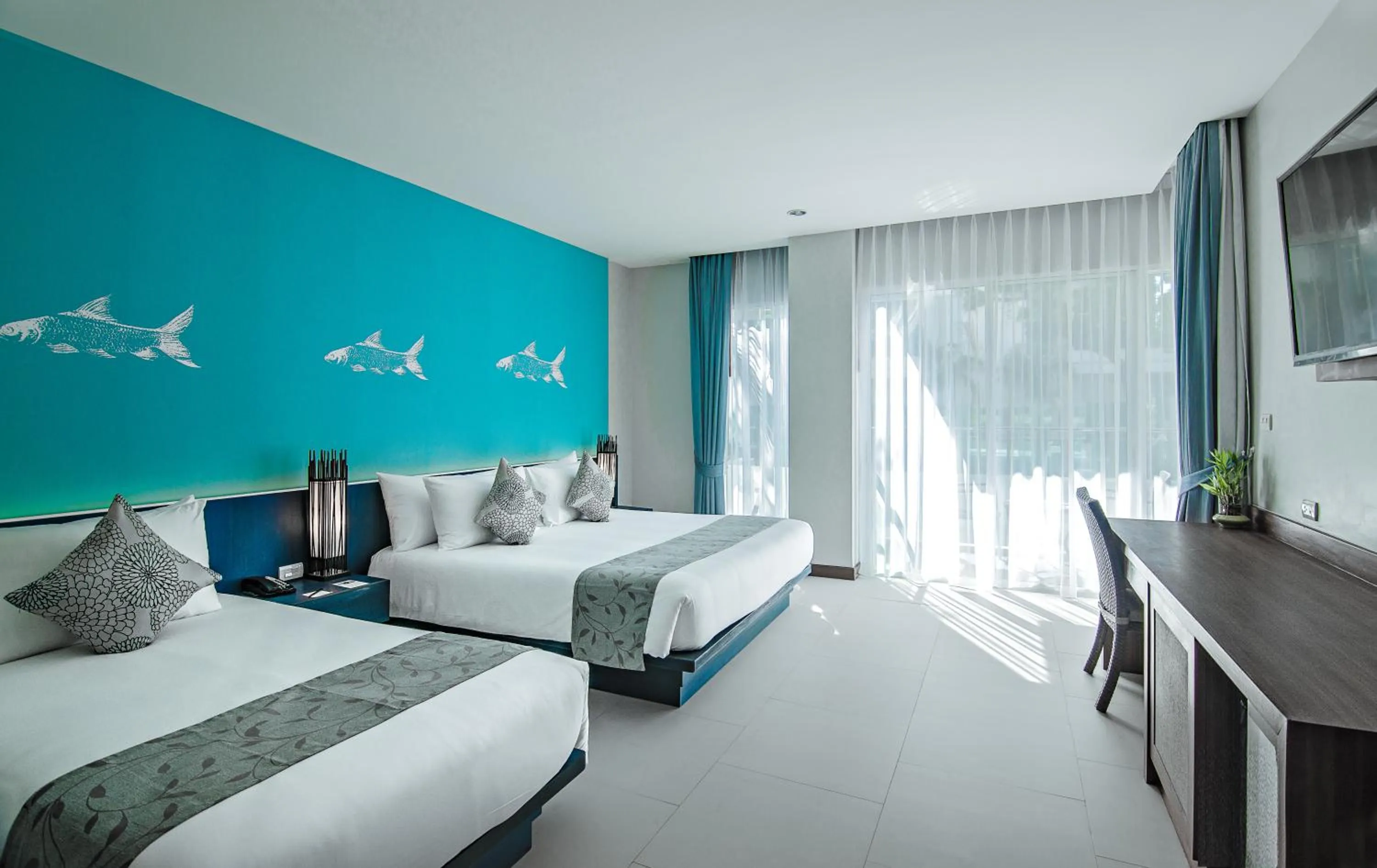 Living room, Bed in Fishermens Harbour Urban Resort - SHA Extra Plus