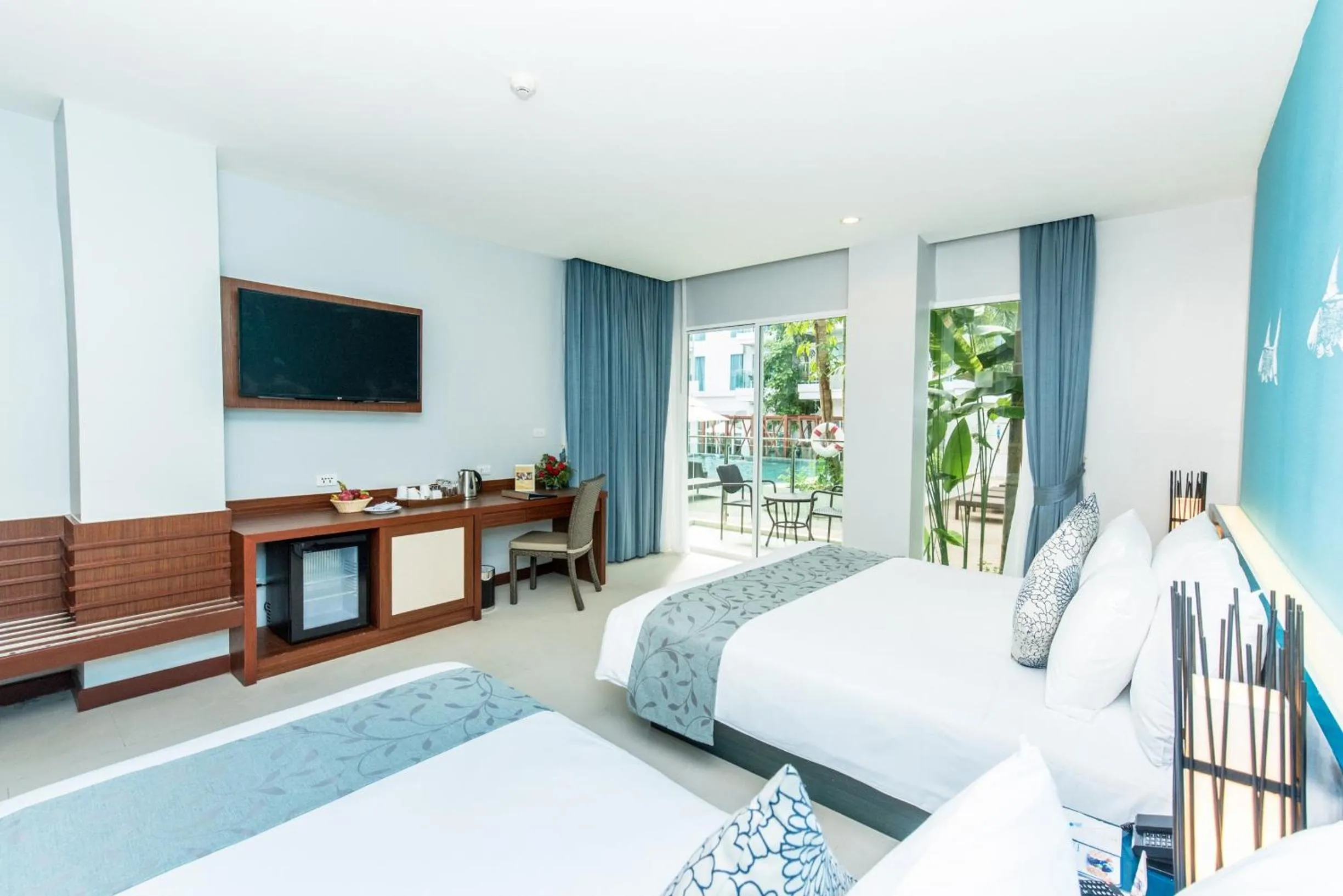 Pool view, Bed in Fishermens Harbour Urban Resort - SHA Extra Plus